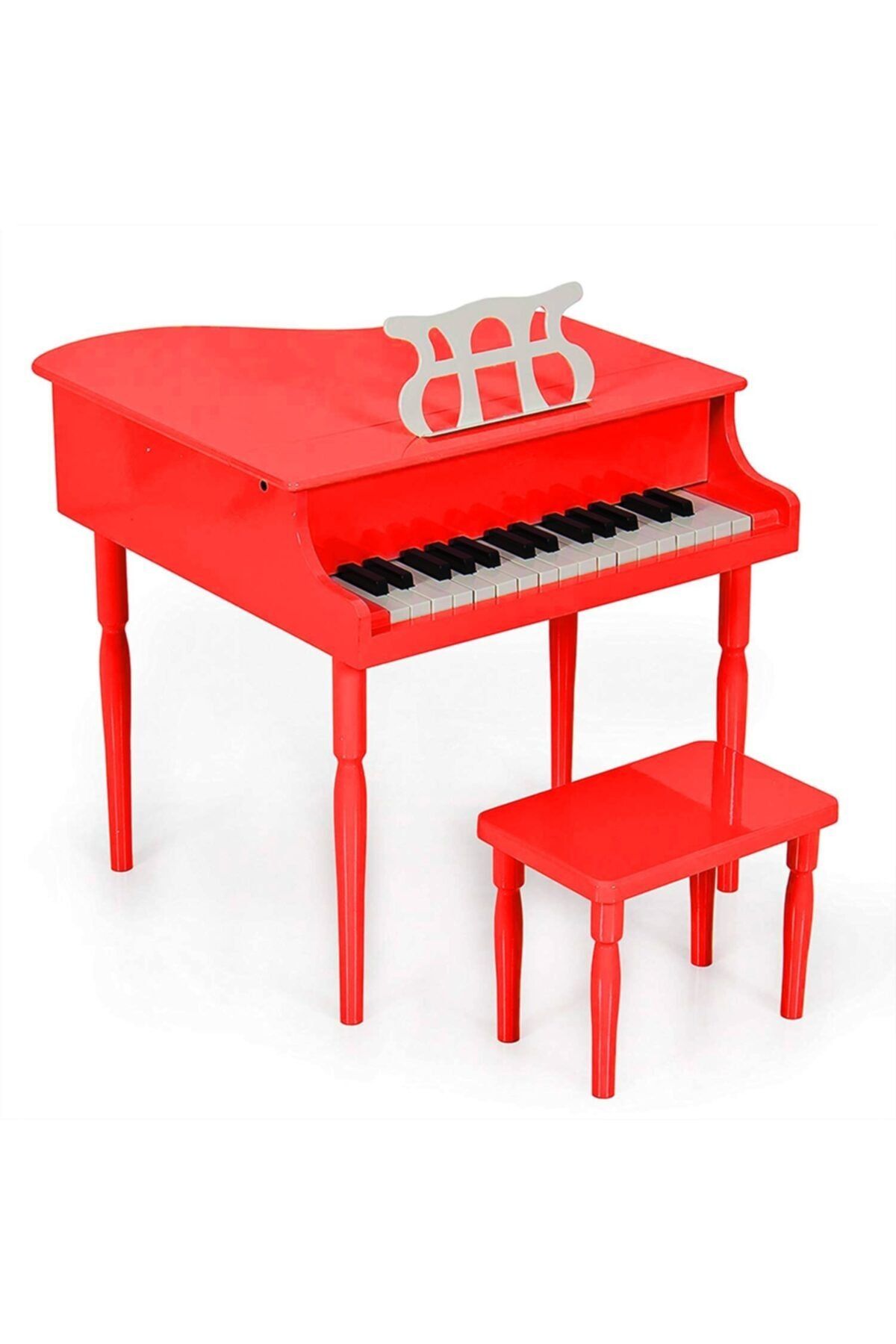 Manuel Raymond Kırmızı Çocuk İçin Ahşap Piyano +Bp30rd Nota Sehpası+ Tabure