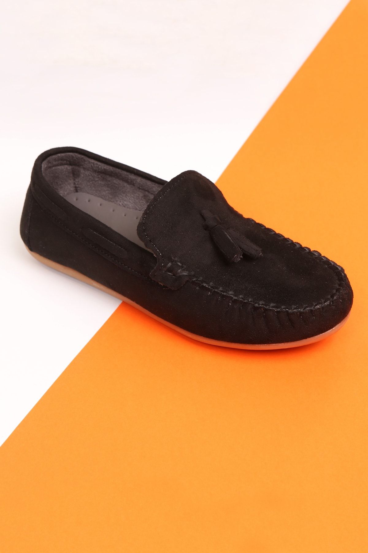 Papuccum Ortopedi Çocuk Siyah Yumuşak Loafer Ayakkabı