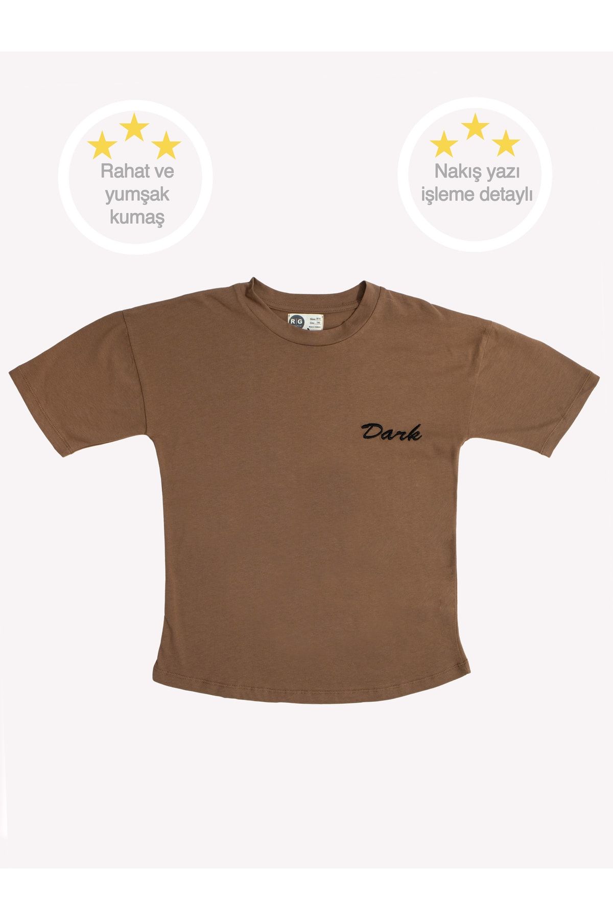 rg kidsstore Unisex Çocuk Genç Pamuklu Yazı Işlemeli T-shirt