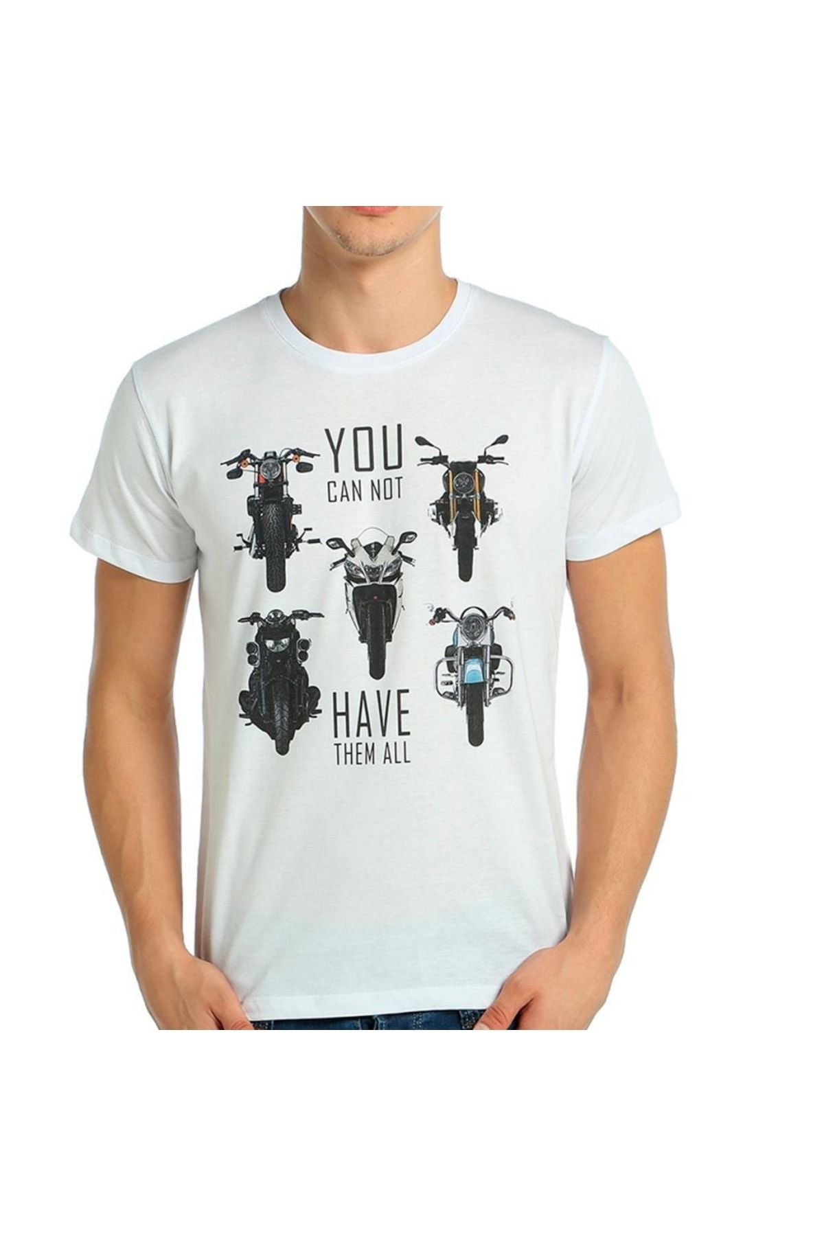 Bant Giyim - Motorsiklet Beyaz Erkek T-shirt Tişört