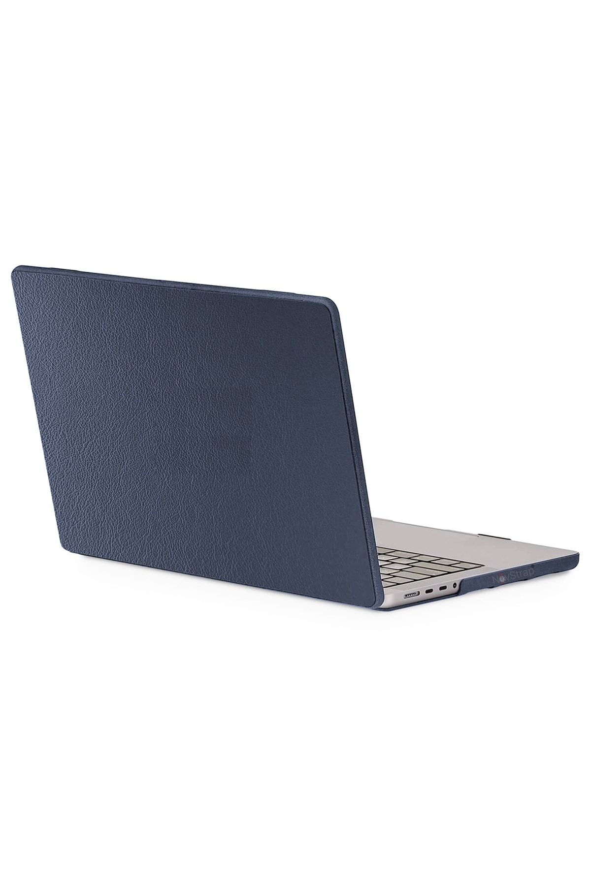 NovStrap Apple Macbook Pro 2021 14 Inç M1 A2442 Ile Uyumlu Kılıf Deri Desenli Rubber Mat Kapak