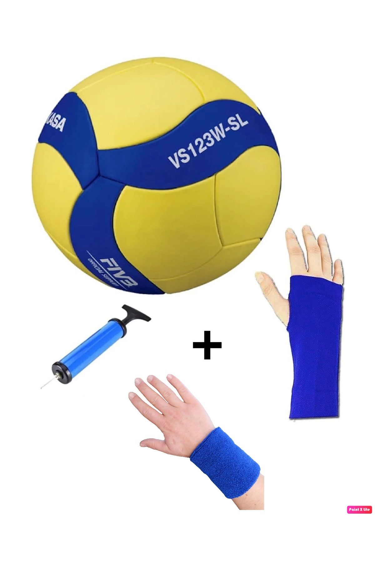 MIKASA Vs123w-sl Tvf Onaylı Yarışma Mini Voleybol Topu + Pompa + Kolluk + Havlu Bileklik