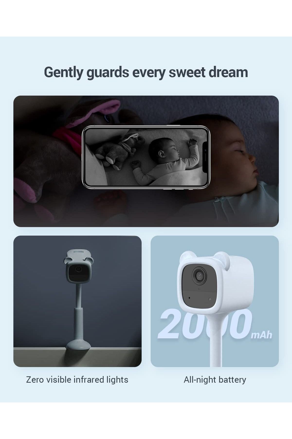 EZVIZ Bm1 Bebek Monitörü Pil, Gözetim Kamera Kapalı Wifi, Gözyaşlarının Tespiti