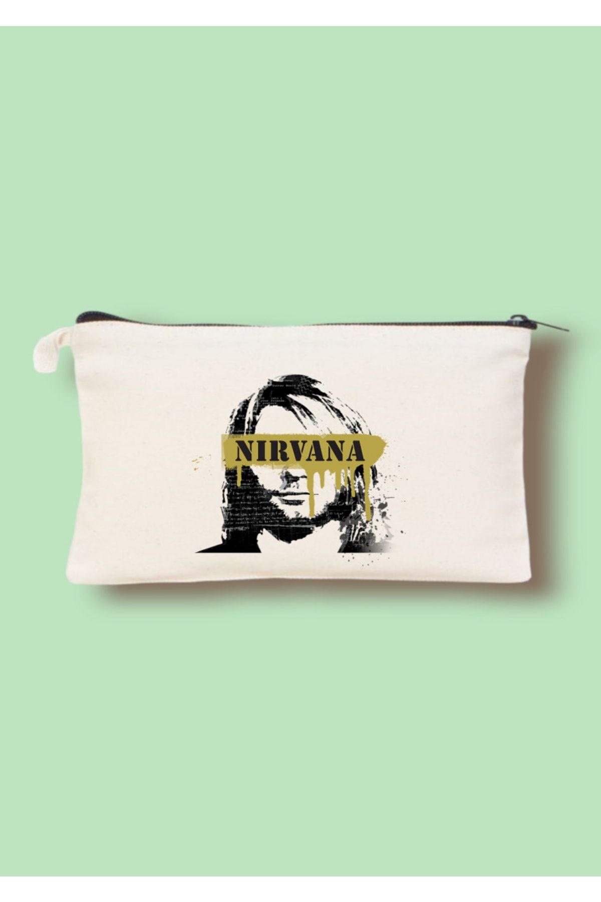 Cemira Nirvana Kurt Cobain Tasarımlı Clutch Çanta, Makyaj Çantası, Kalem Kutusu, Kalemlik 12-18