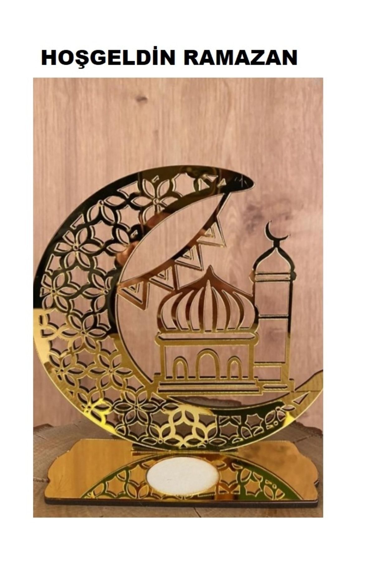 Waldern Ramazan Ayına Özel Dekoratif Pleksi Mumluk Cami Temalı 18x16cm