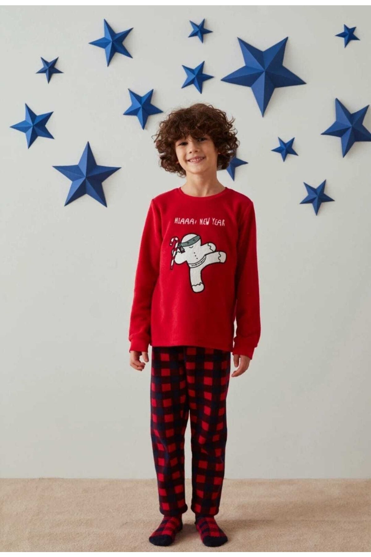 Penti Kırmızı Erkek Çocuk Gingerbread Polar Pijama Takımı