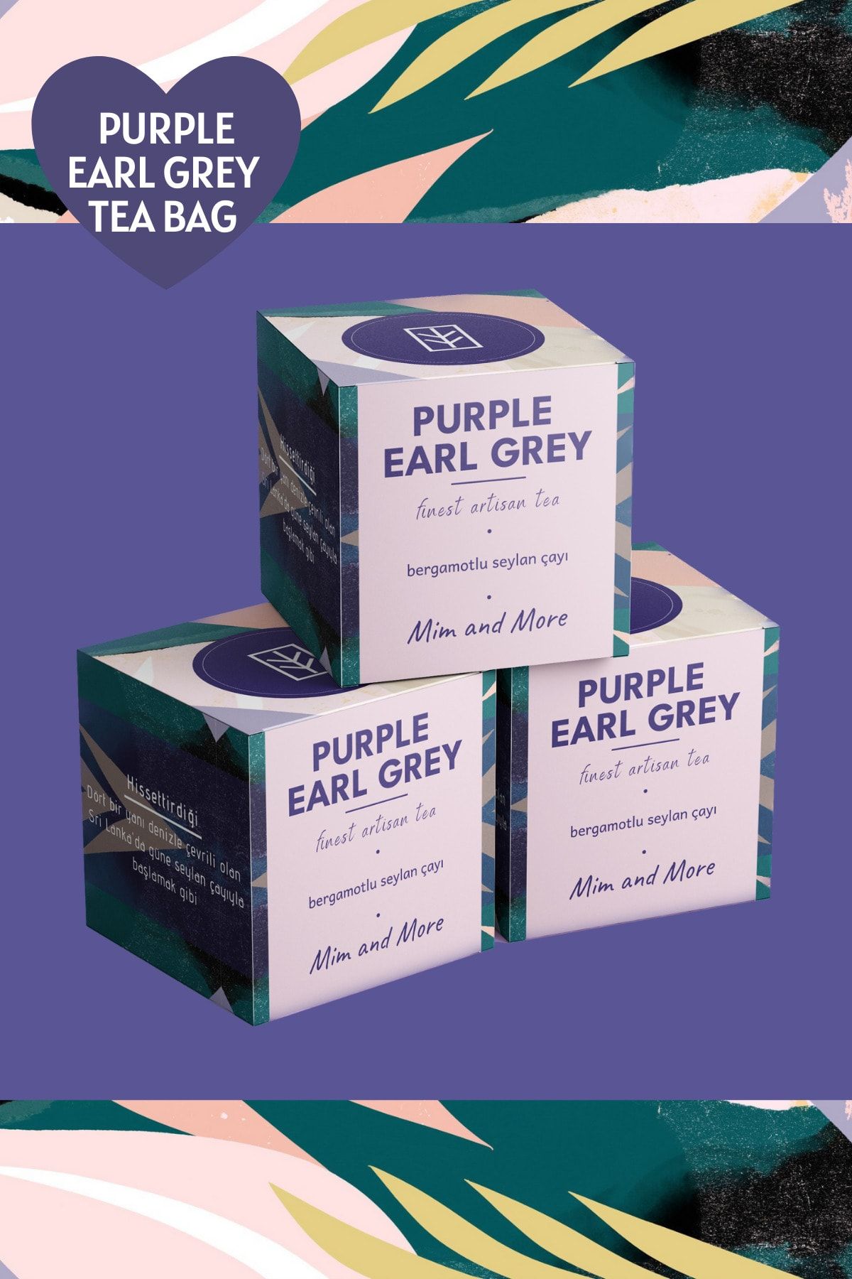 Mim and More Purple Earl Grey Müslin Bez 12'li Poşet Çay Kutusu