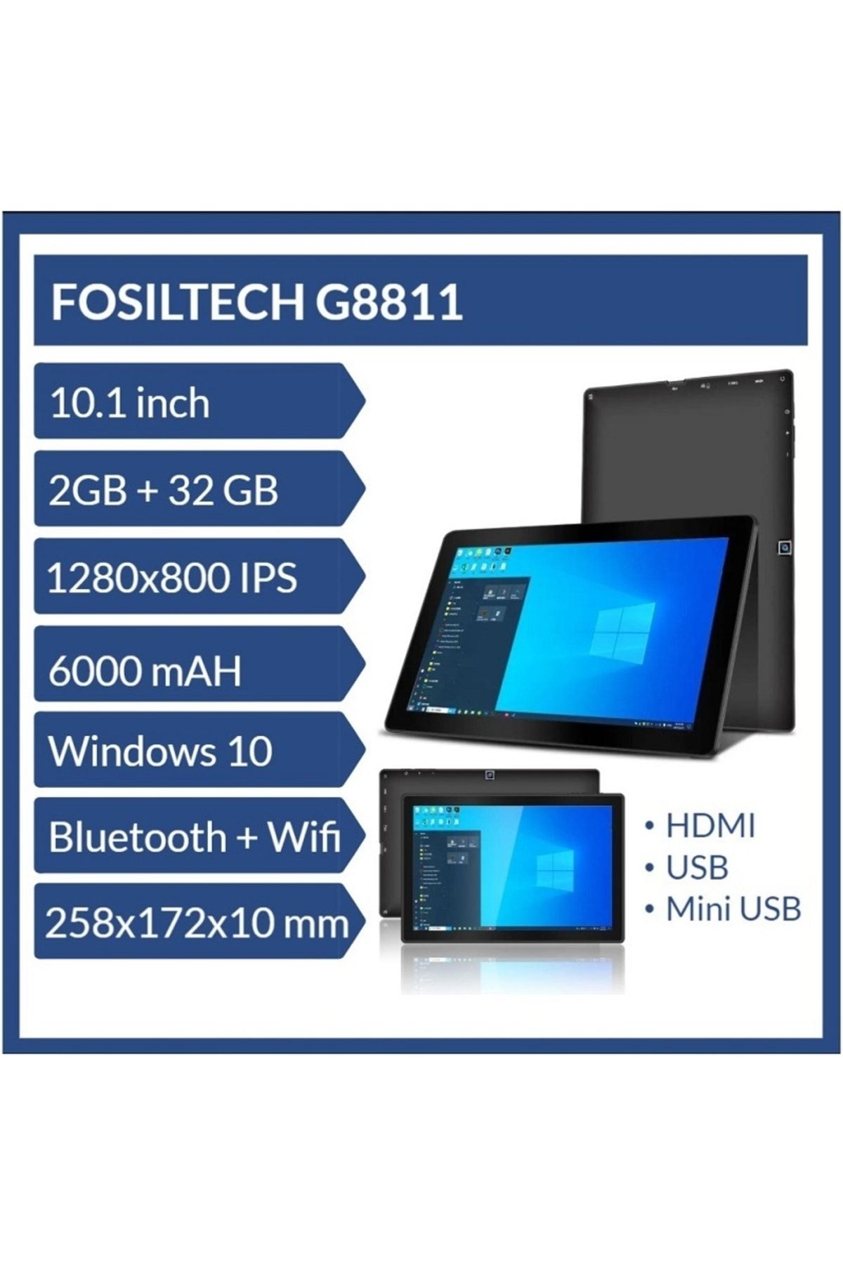 FOSILTECH Windows10 Tablet 10.1 Inç 2gb Ram 32gb Arttırılabilir Hafıza