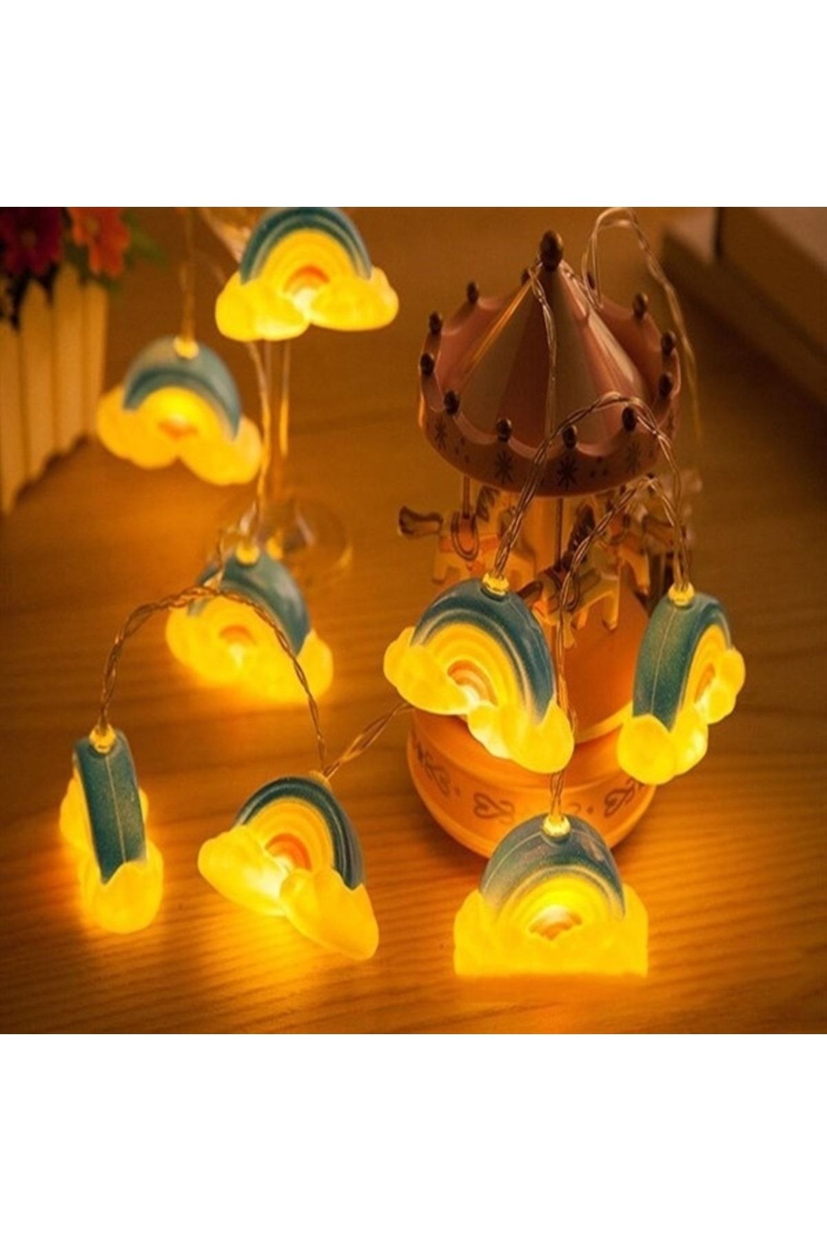TUFEYO Buffer® Dekoratif Şirin Gökkuşağı Pilli Ip Şerit Led Işık Gece Lambası