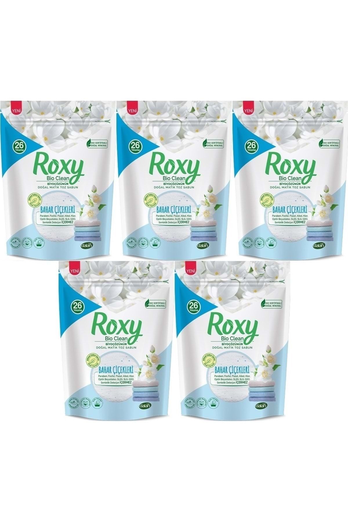 Dalan Roxy Bio Clean Matik Sabun Tozu 800gr Bahar Çiçekleri (5 Li Set) (130 Yıkama)