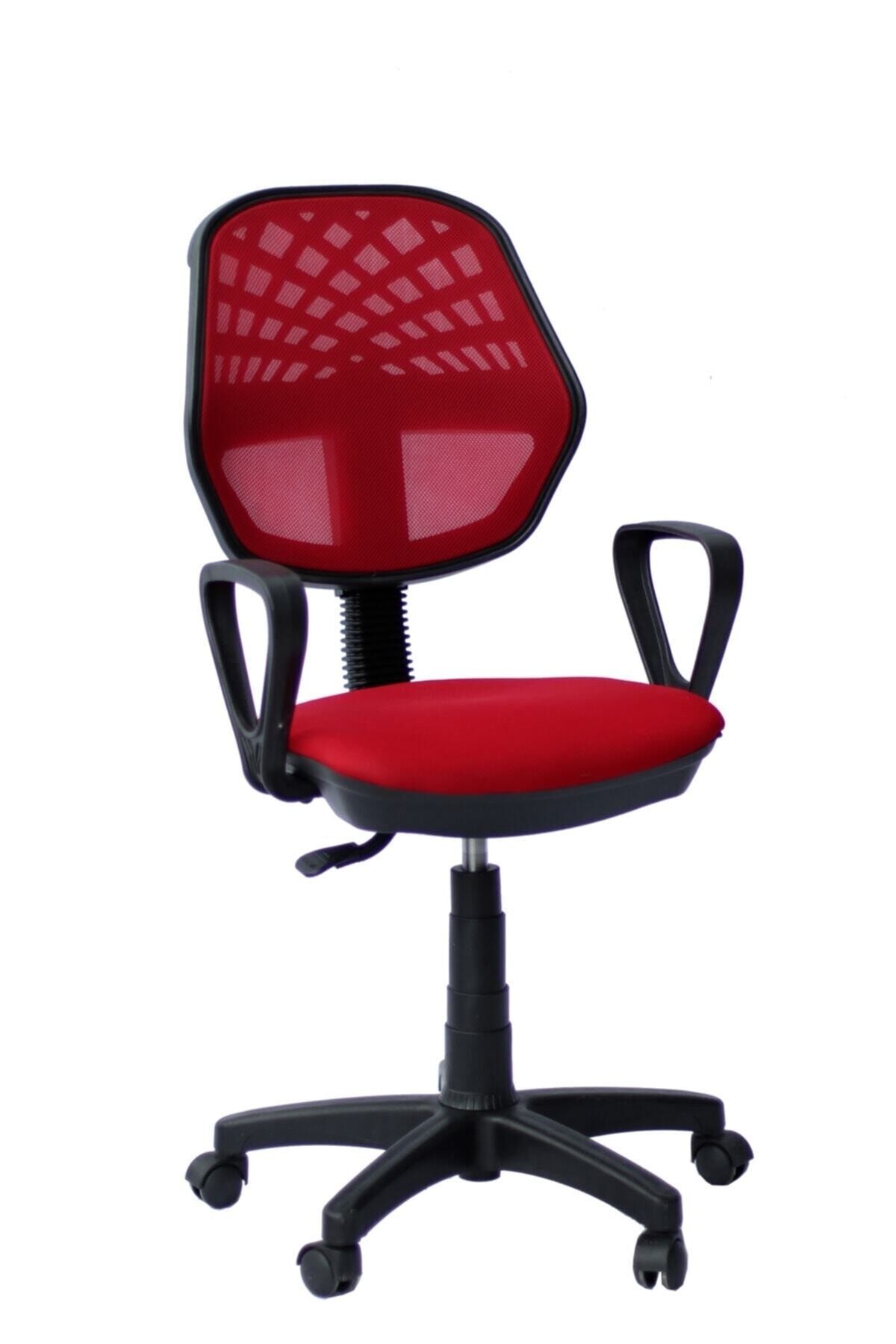 TOMAR Cgn Kırmızı Fileli Bilgisayar Ofis Çalışma Sandalyesi Koltuğu Ofis Ve Büro Sandalyesi