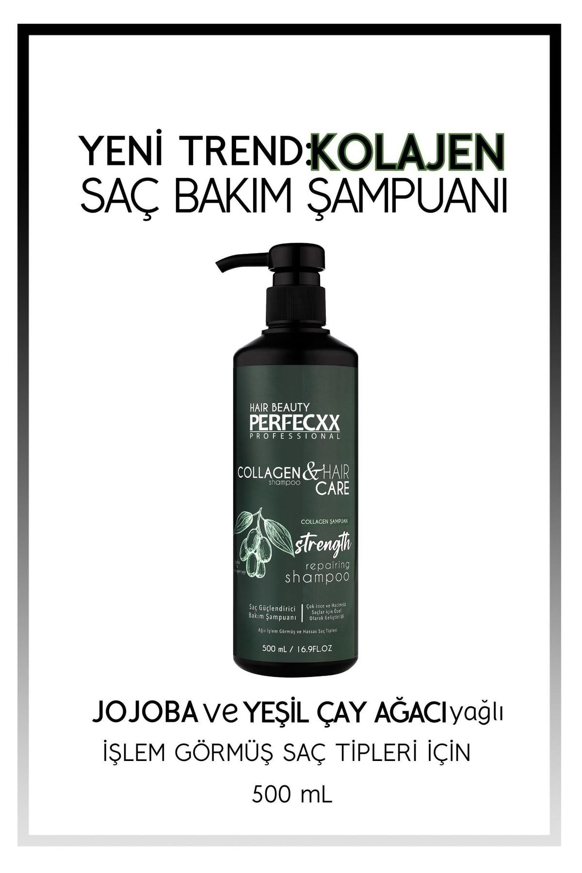 Perfecxx Collagen Saç Bakım Şampuanı Jojoba Ve Yeşil Çay Ağacı Yağı Özlü 500 ml