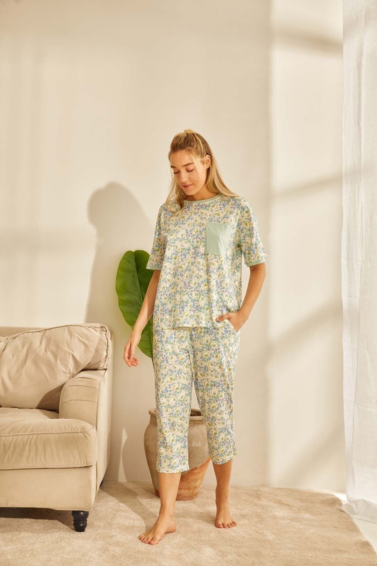Hays Kadın Modal Cep Detaylı Kapri Pijama Takımı
