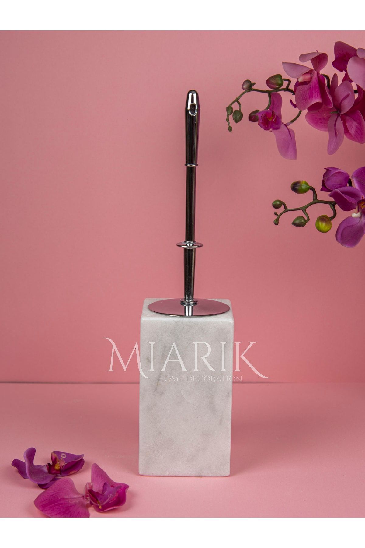 MIARIK DESIGN & DEKORASYON Dekoratif Mermer Kare Tuvalet Fırçası Wc Fırçası