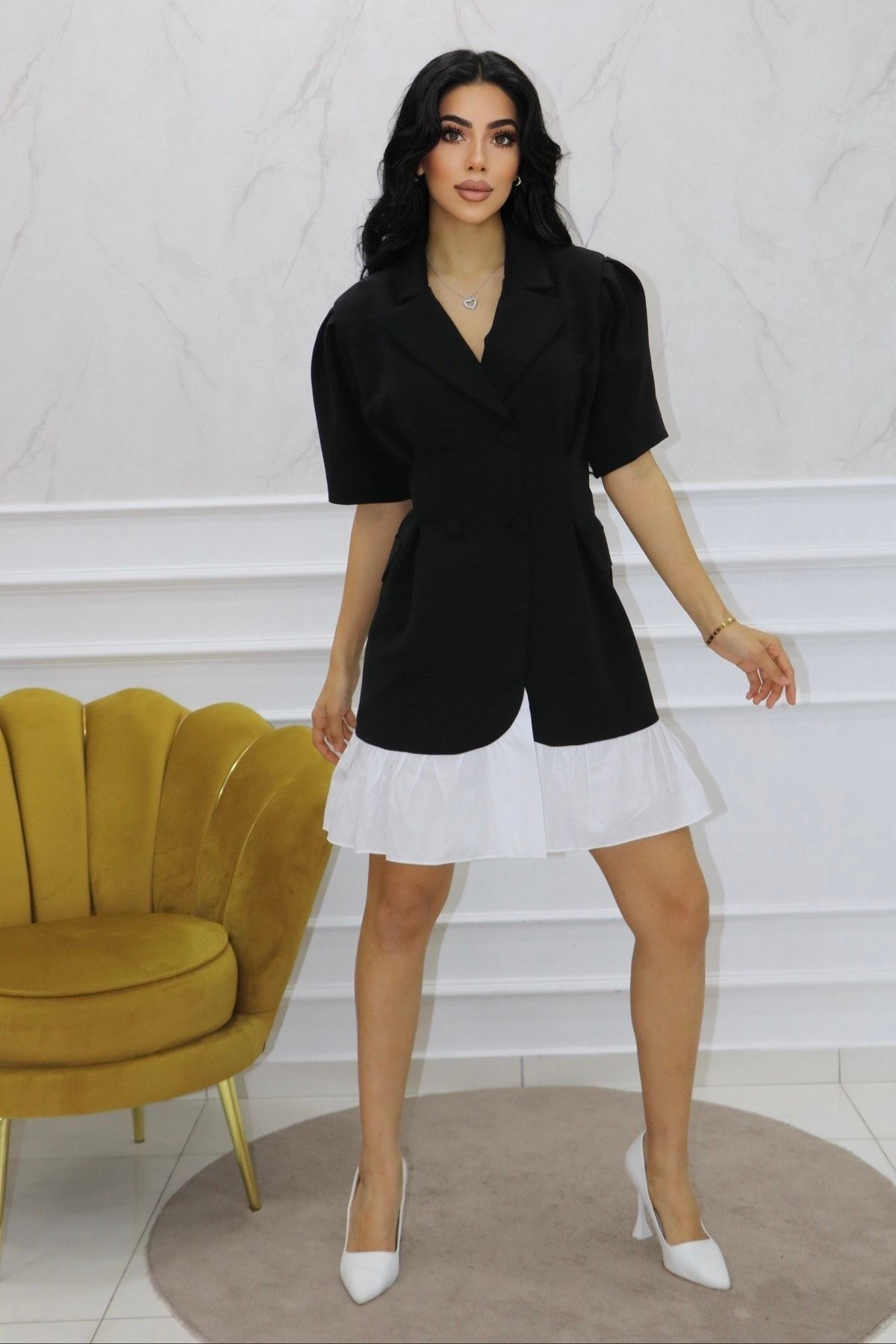 Matik Abiyem Ithal Atlas Tasarım Eteği Şifon Ceget Elbise