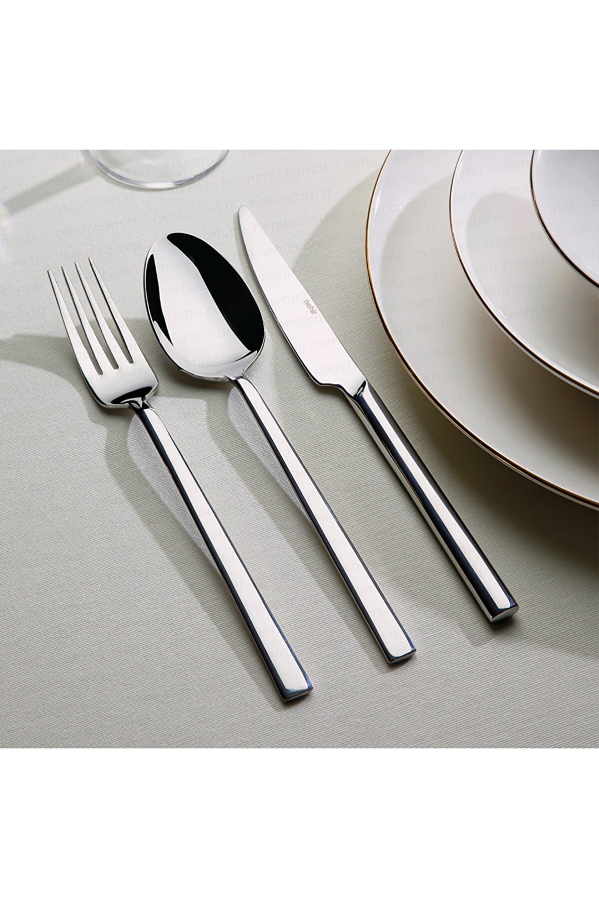 Nehir Dalyan Modeli Sade Günlük Yemek Takım Set 6 Adet Yemek Kaşık, Çatal Ve Bıçak Toplam 18 Parça