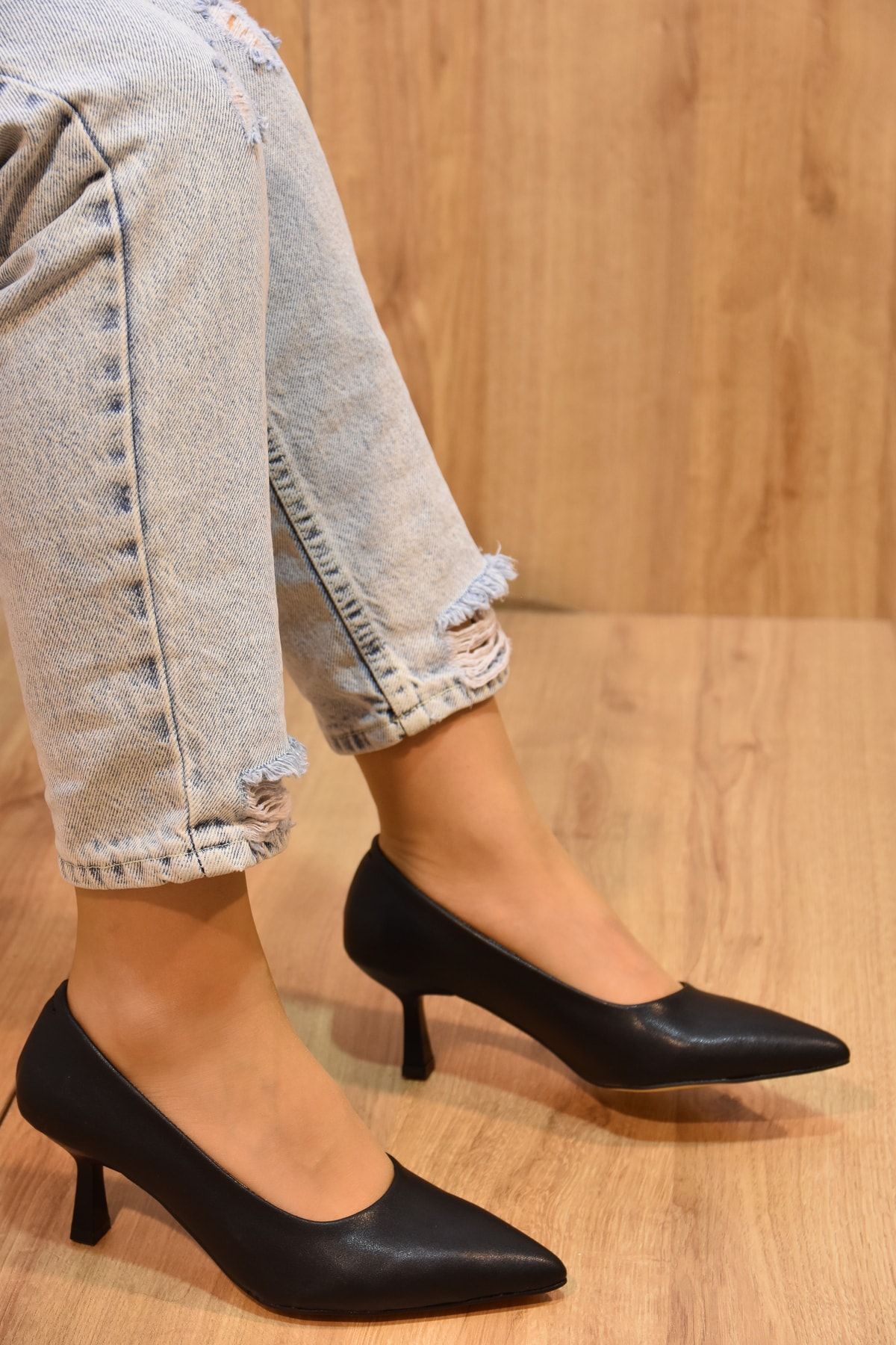 Prego Pine Cone (36-40) Topuklu Kadın Stiletto Ayakkabı Siyah