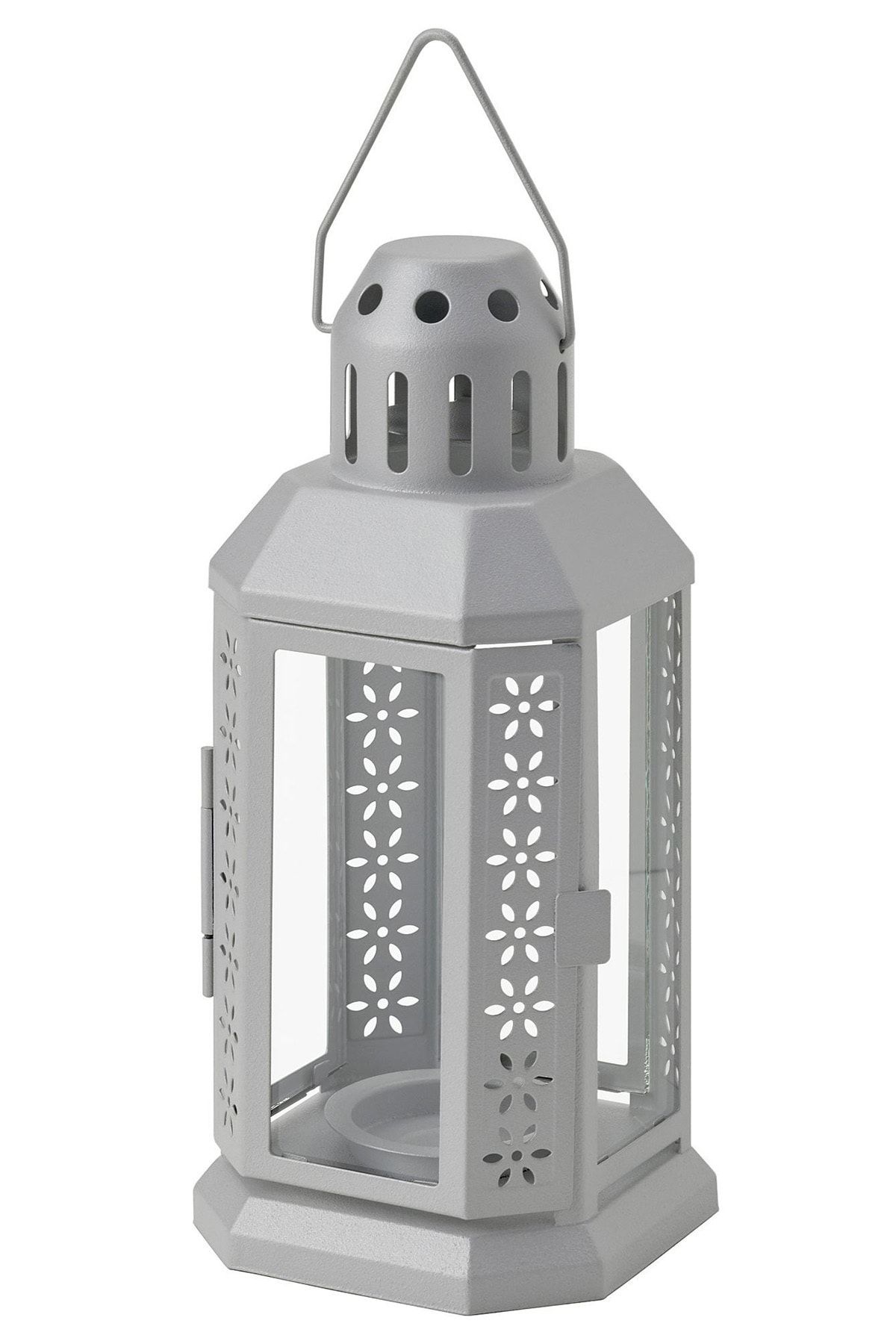 Binbirreyon Metal Mum Feneri Şamdan Tealight Mumluk 22cm Gri Ma030