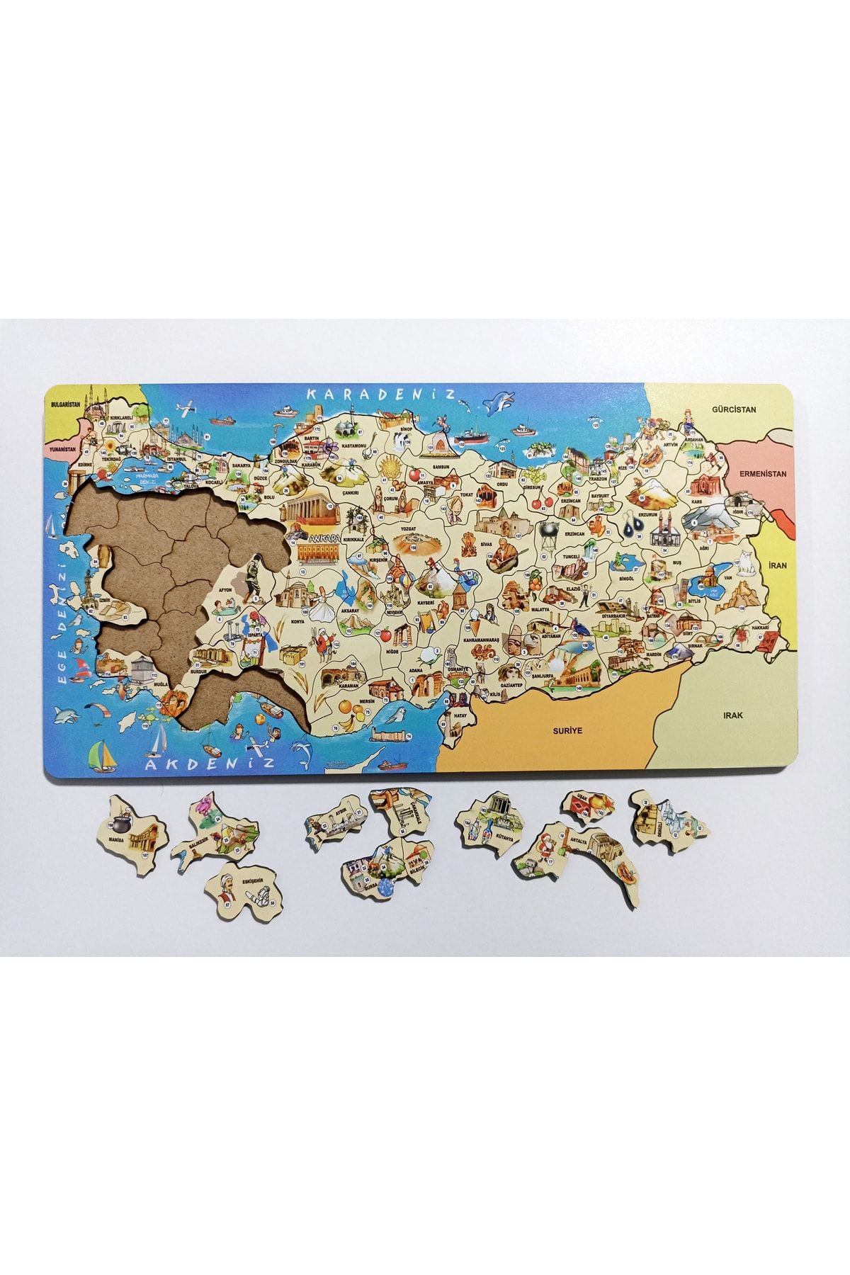 mevaks Ahşap Türkiye Kültür Haritası Puzzle, Eğitici Ülkemizi Tanıyalım Yapboz