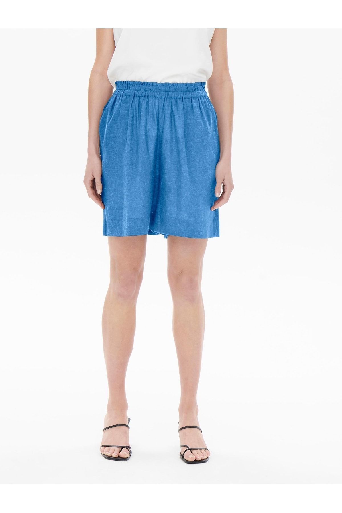 Only Tokyo Hw Linen Blend Shorts Pnt Noos Kadın Mavi Şort 15259587-07