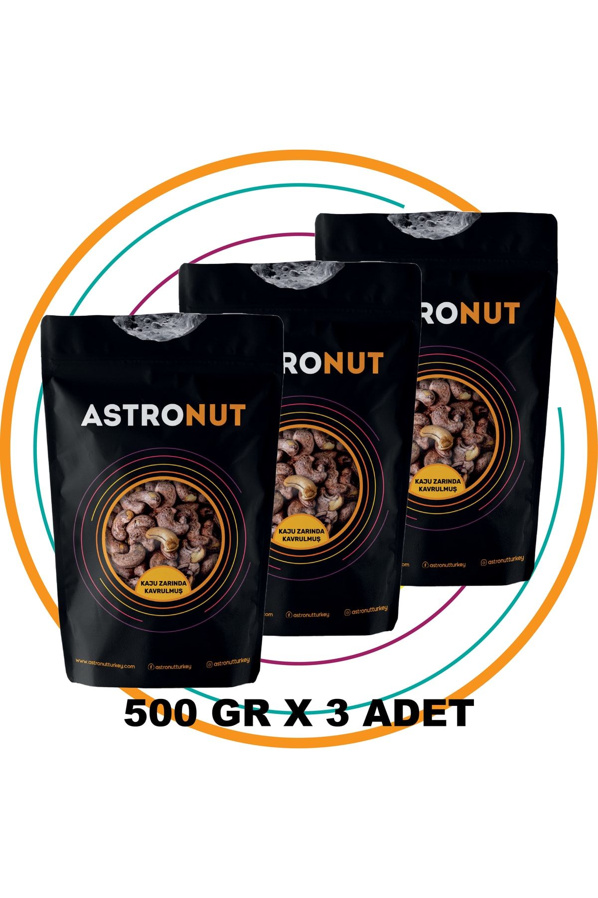 Astronut Odun Ateşinde Zarında Kavrulmuş Kaju 500 Gr X (3 Adet)