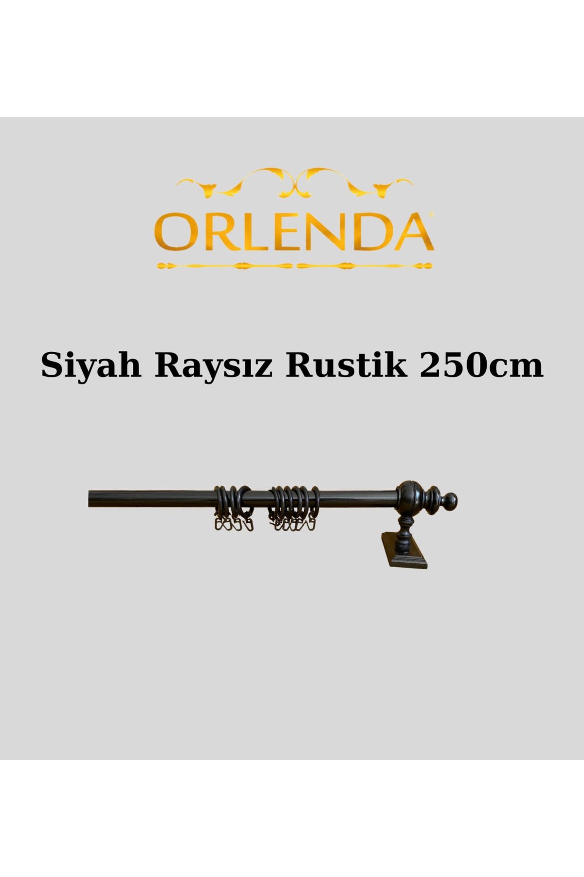 Orlenda Ahşap Başlıklı Alminyum Boru Rustik Perde Askısı Raysız 250 Cm