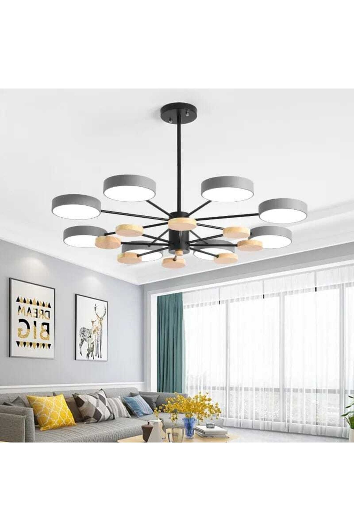 SimaAvize Ahşap Detaylı Hanging Led Avize