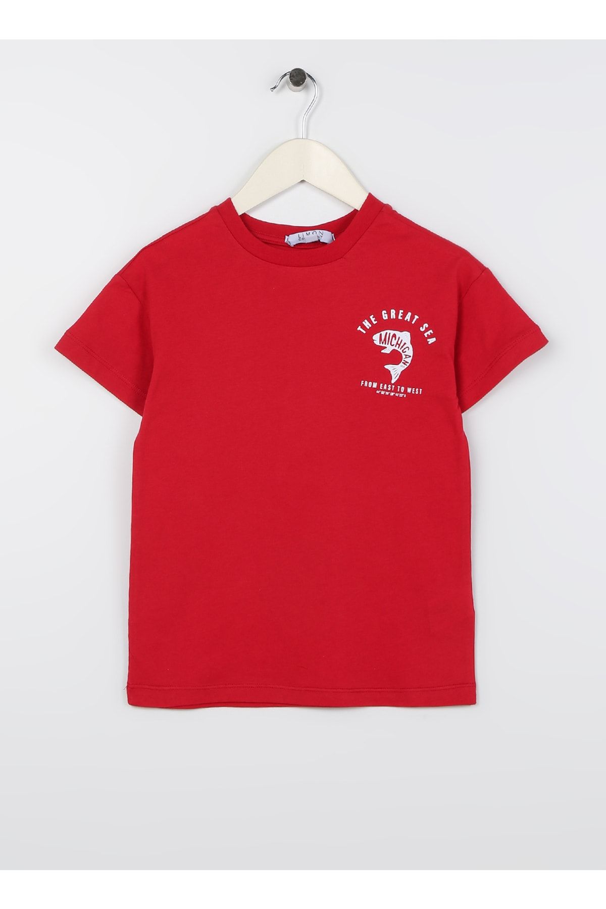 LİMON COMPANY Limon Baskılı Kırmızı Erkek Çocuk T-shirt Fısh Boy-23