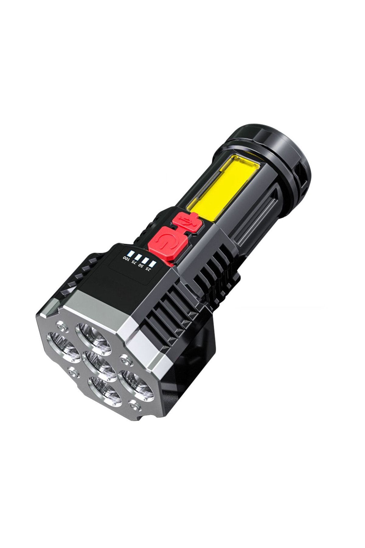 FİTHOME F-t25 Şarj Göstergeli 5 Xpg+cob Led Ultra Güçlü Cob Led Su Geçirmez Usb Şarjlı El Feneri