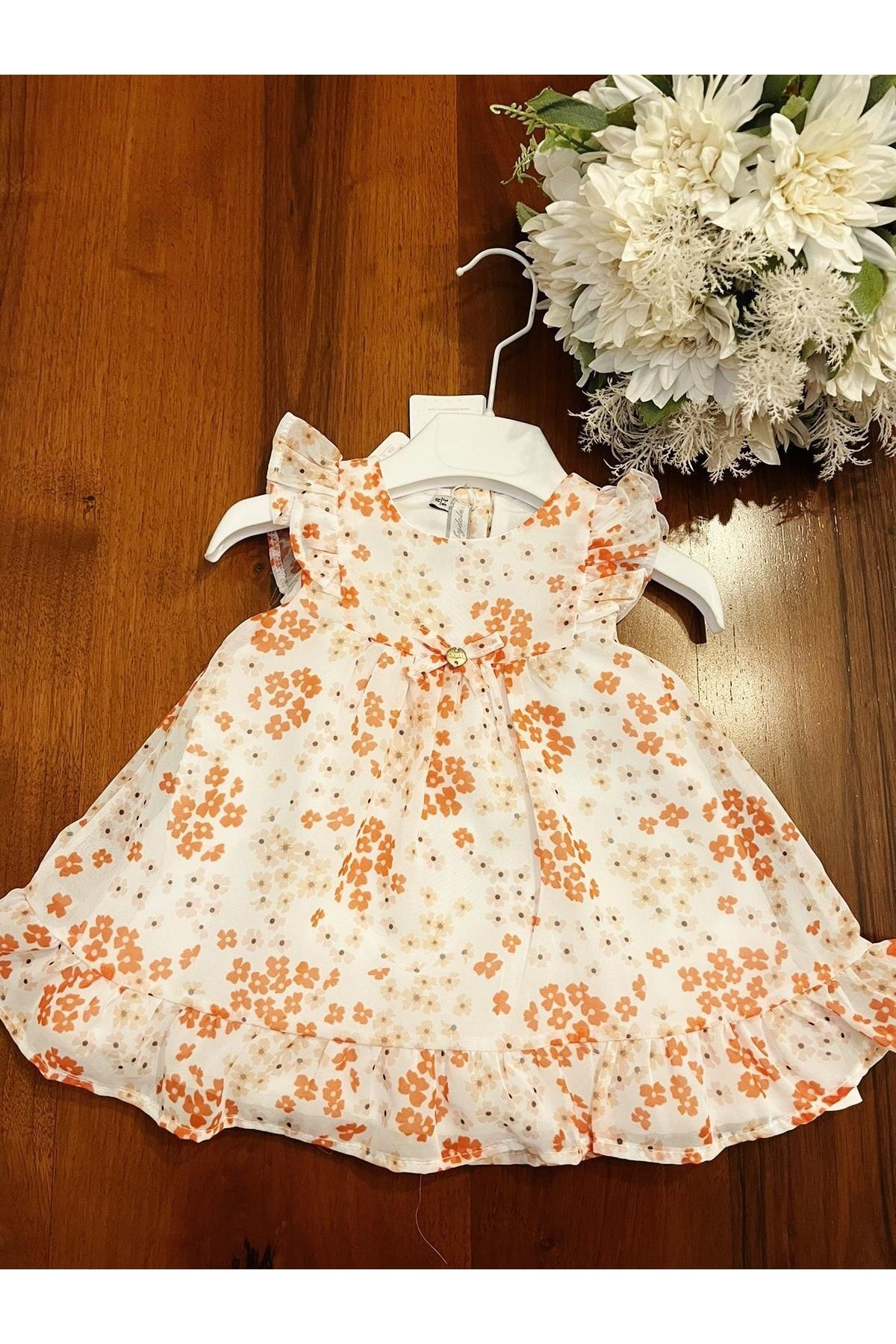 Babydola Kız Bebek Şifon Elbise Çiçek Desenli