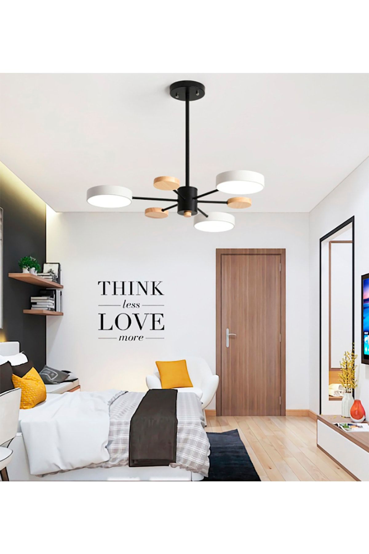 SimaAvize Ahşap Detaylı Hanging Led Avize