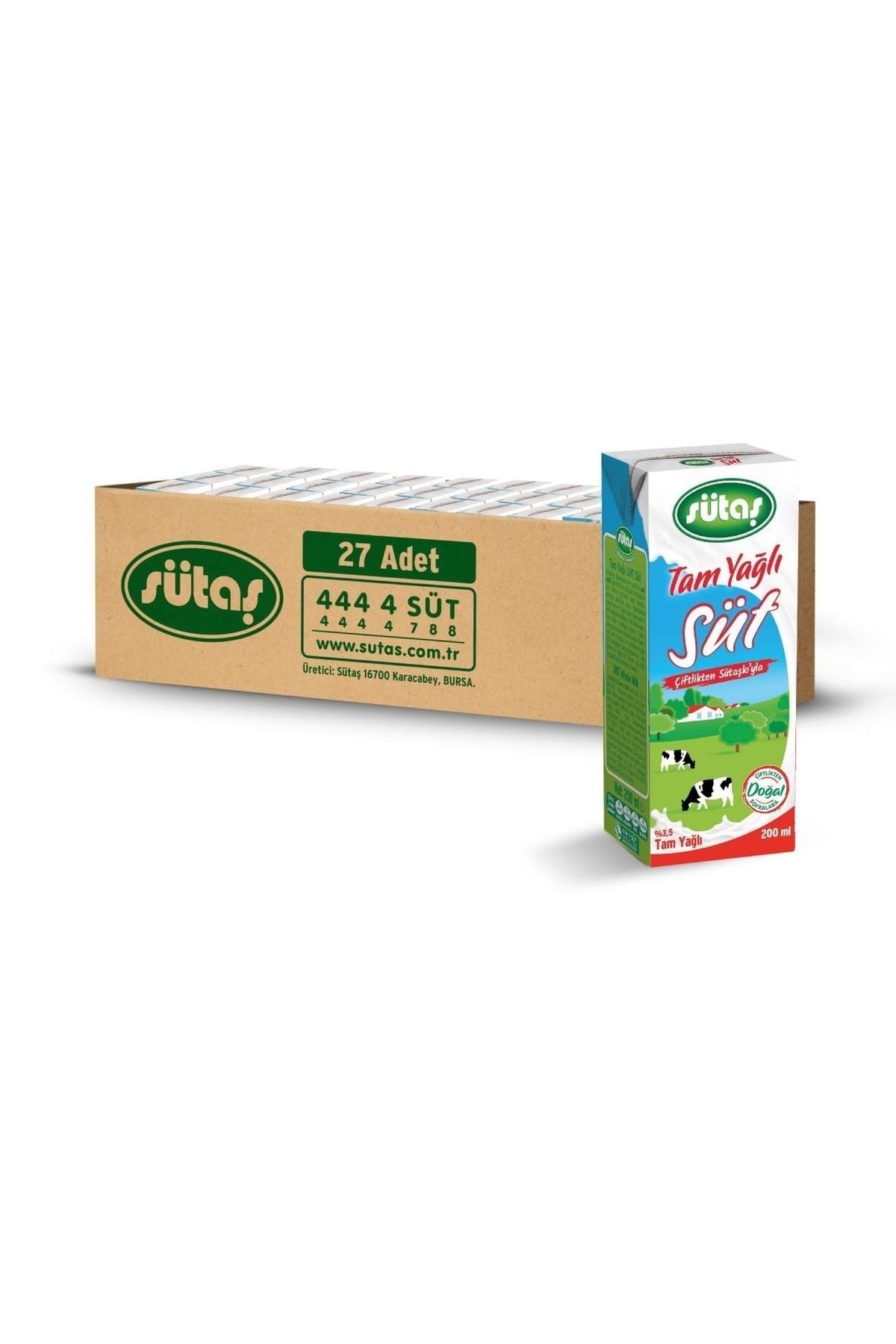 Sütaş Tam Yağlı Süt 200 Ml (27 Adet)