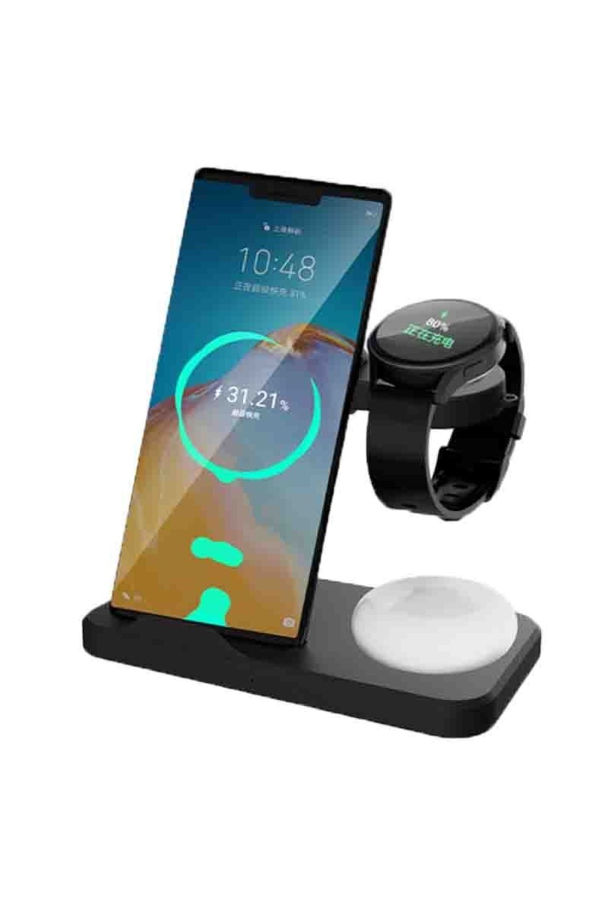 UnDePlus Telefon Bluetoothlu Kulaklık Huawei Watch 3in1 Kablosuz Wireless Şarjlı Standı Katlanır B19h