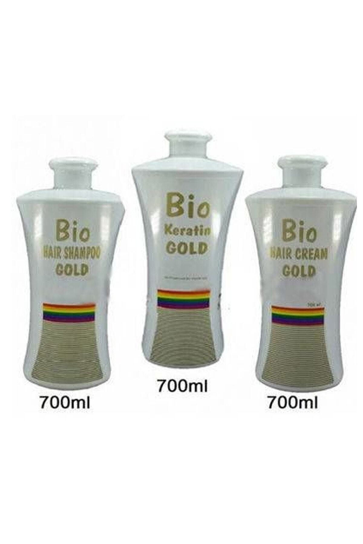 Bio Keratin Gold Gold Kalıcı Brezilya Fönü 3'lü Set 700 Ml ( Keratin - Tuzsuz Şampuan - Saç Kremi )
