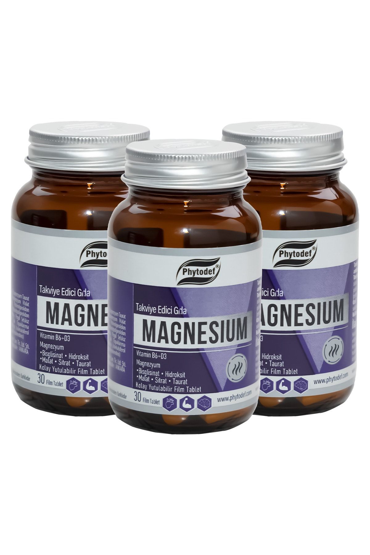 Phytodef Magnezyum Vitamin B6 D3 - 175mg Magnezyum/ Tablet 30 Tablet X 3 Adet (MAGNESİUM)