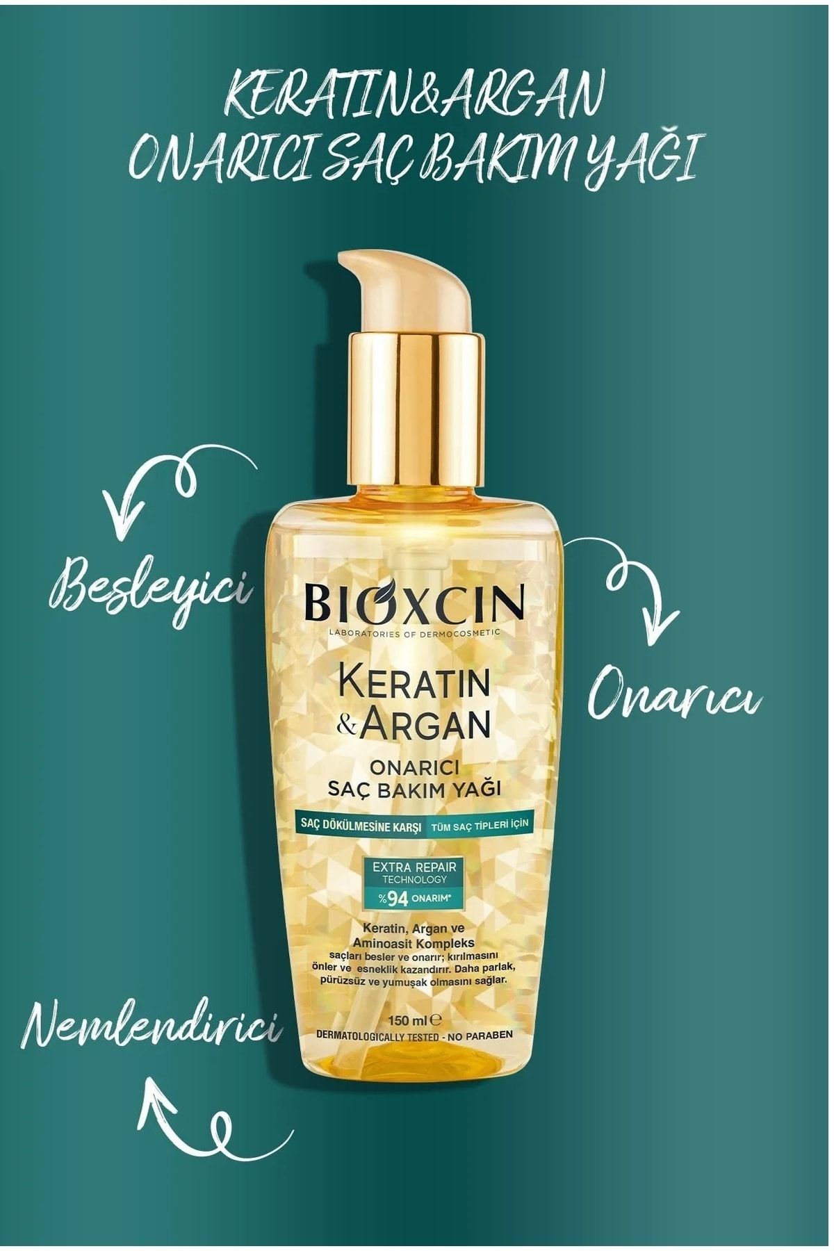 Bioxcin Keratin & Argan Onarıcı Saç Bakım Yağı 150 Ml