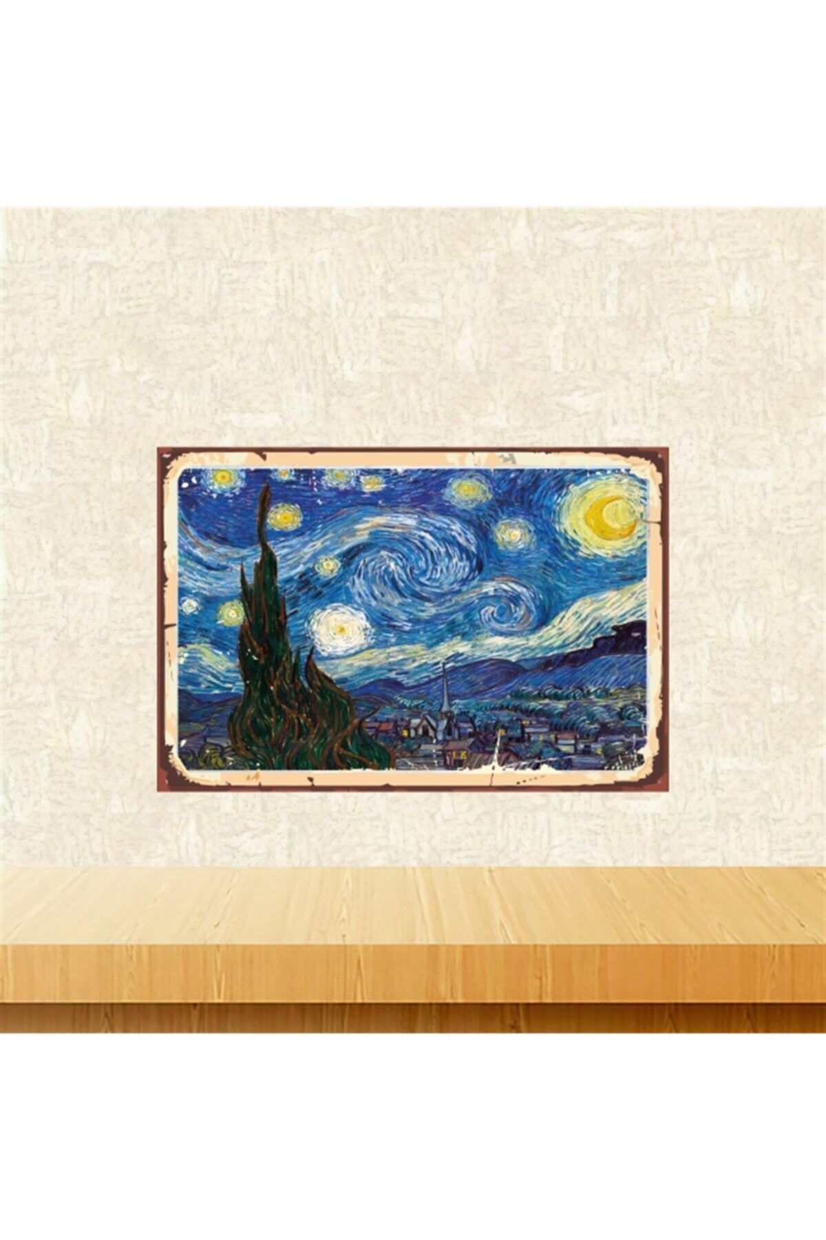 TAKIFİX Vincent Van Gogh Yıldızlı Gece 20-30 cm Retro Ahşap Tablo Tkfx5377
