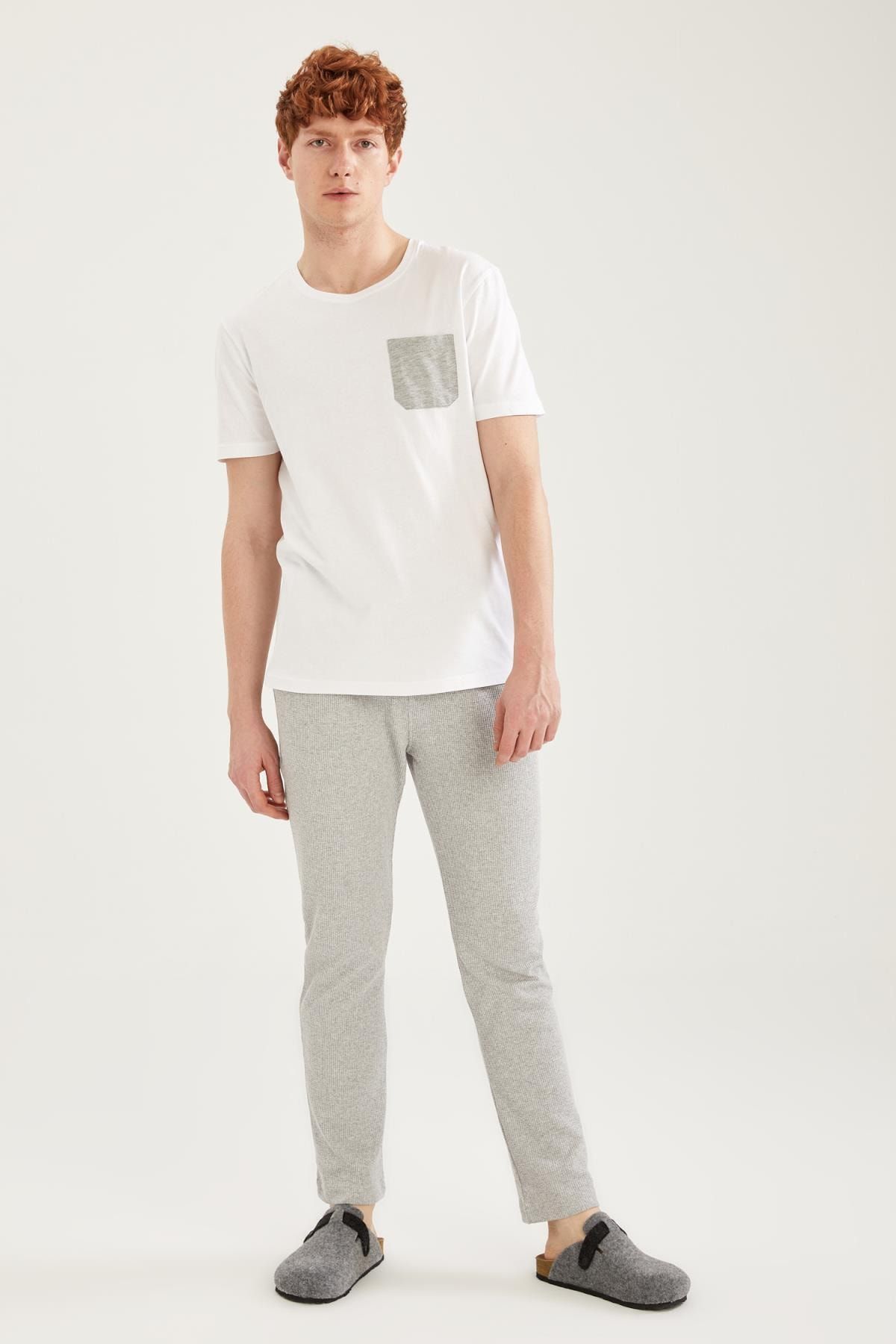 Defacto Erkek Beyaz Regular Fit Basic Pijama Alt T9040AZ21SP