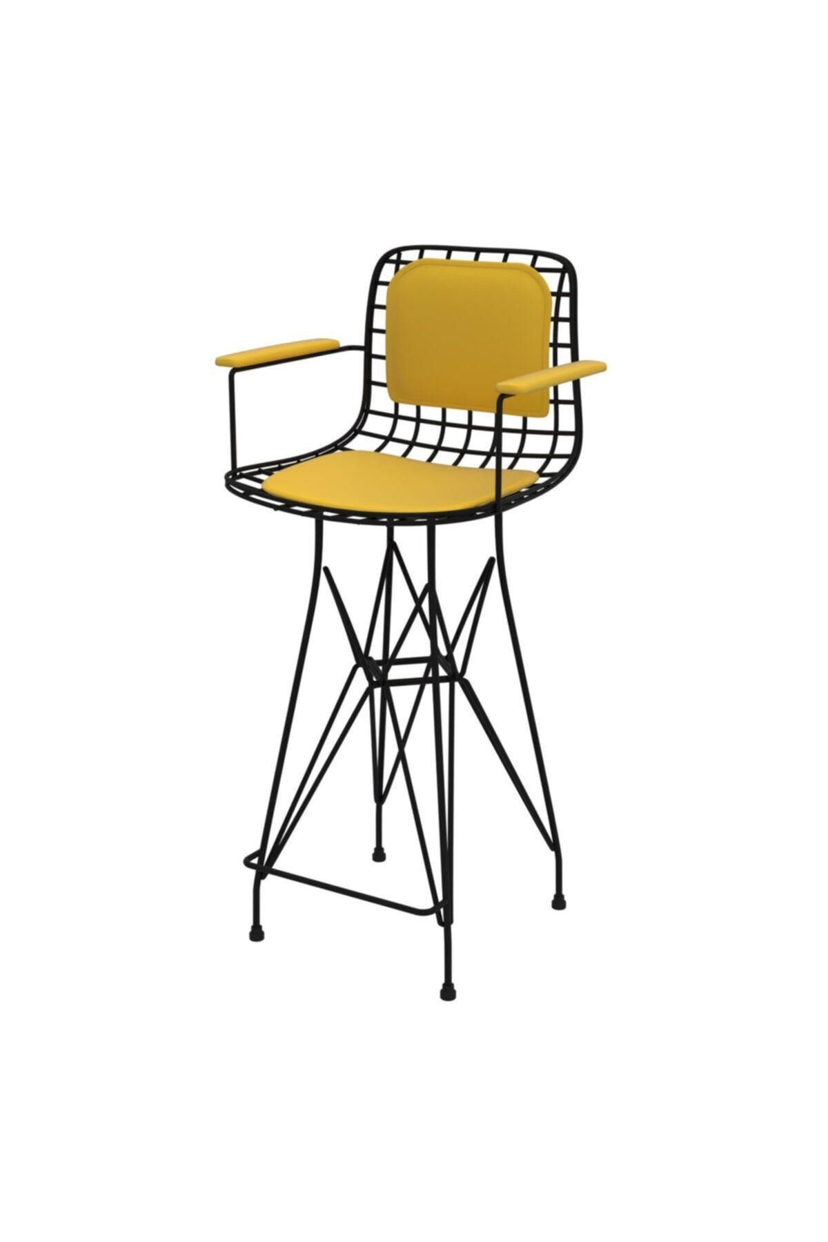 Kenzlife Knsz orta boy tel bar sandalyesi 1 li mağrur syhsrı kolçaklı sırt minderli 65 cm oturma yüksekliği m