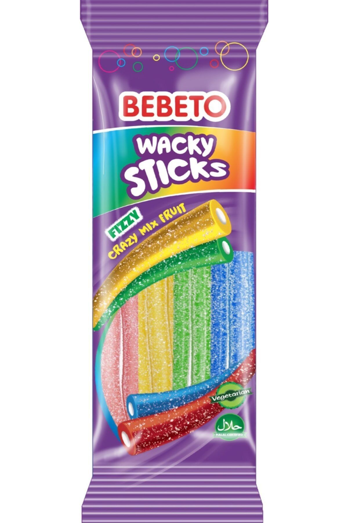BEBETO Wacky Sticks Fizzy Crazy Mix Fruit 175 Gr