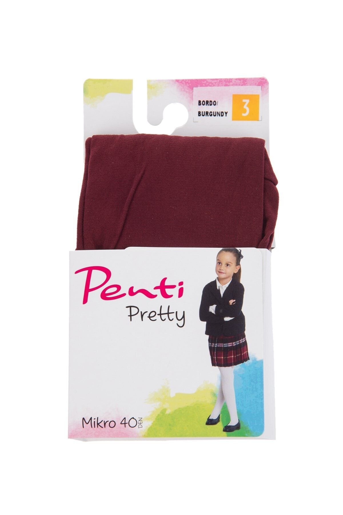 Penti Pretty Bordo Mikro 40 Kız Çocuk Külotlu Çorap | Pclpp46g19s-71