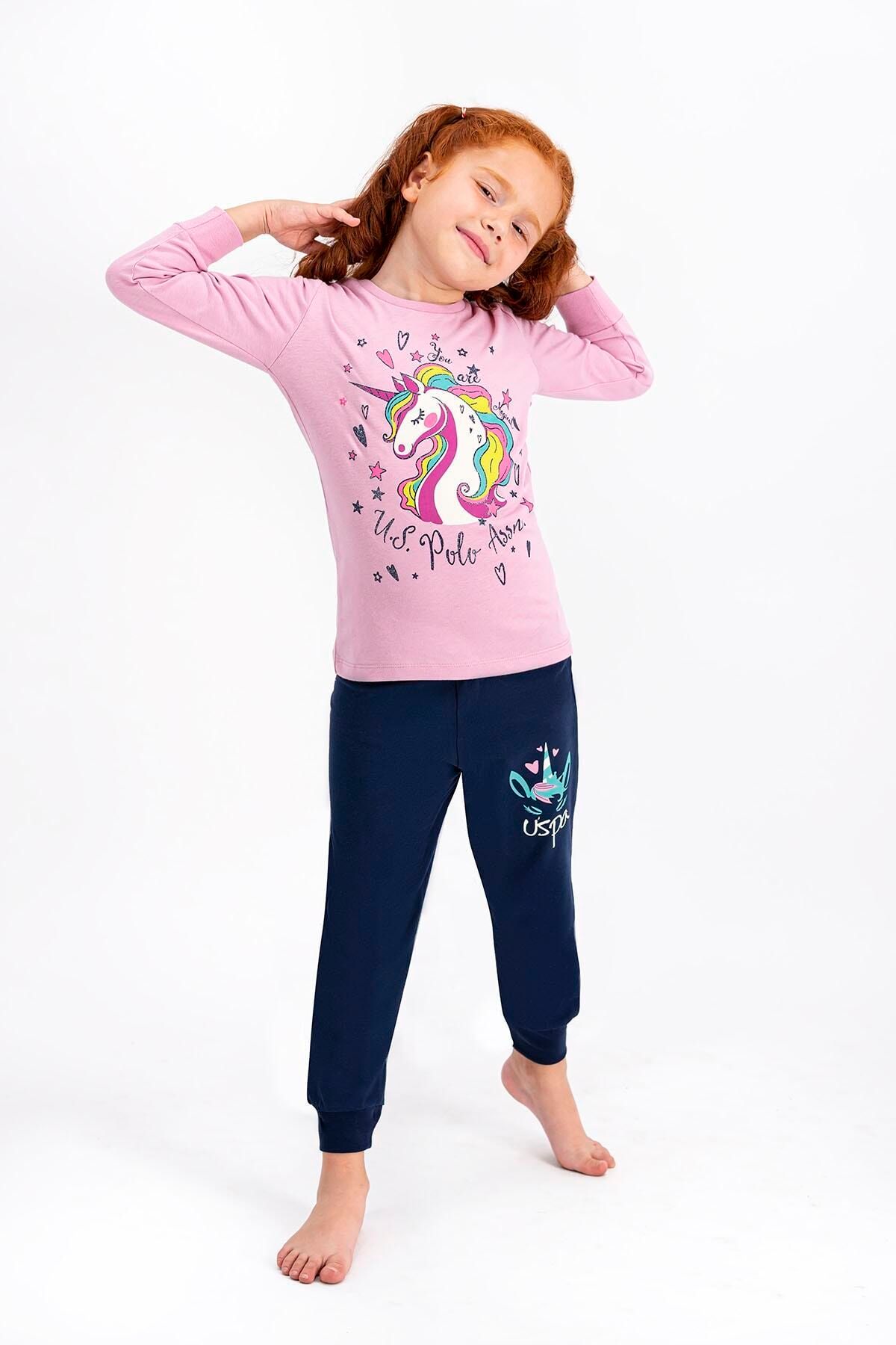 U.S. Polo Assn. U.s. Polo Assn Lisanslı Açık Gül Kurusu Kız Çocuk Pijama Takımı