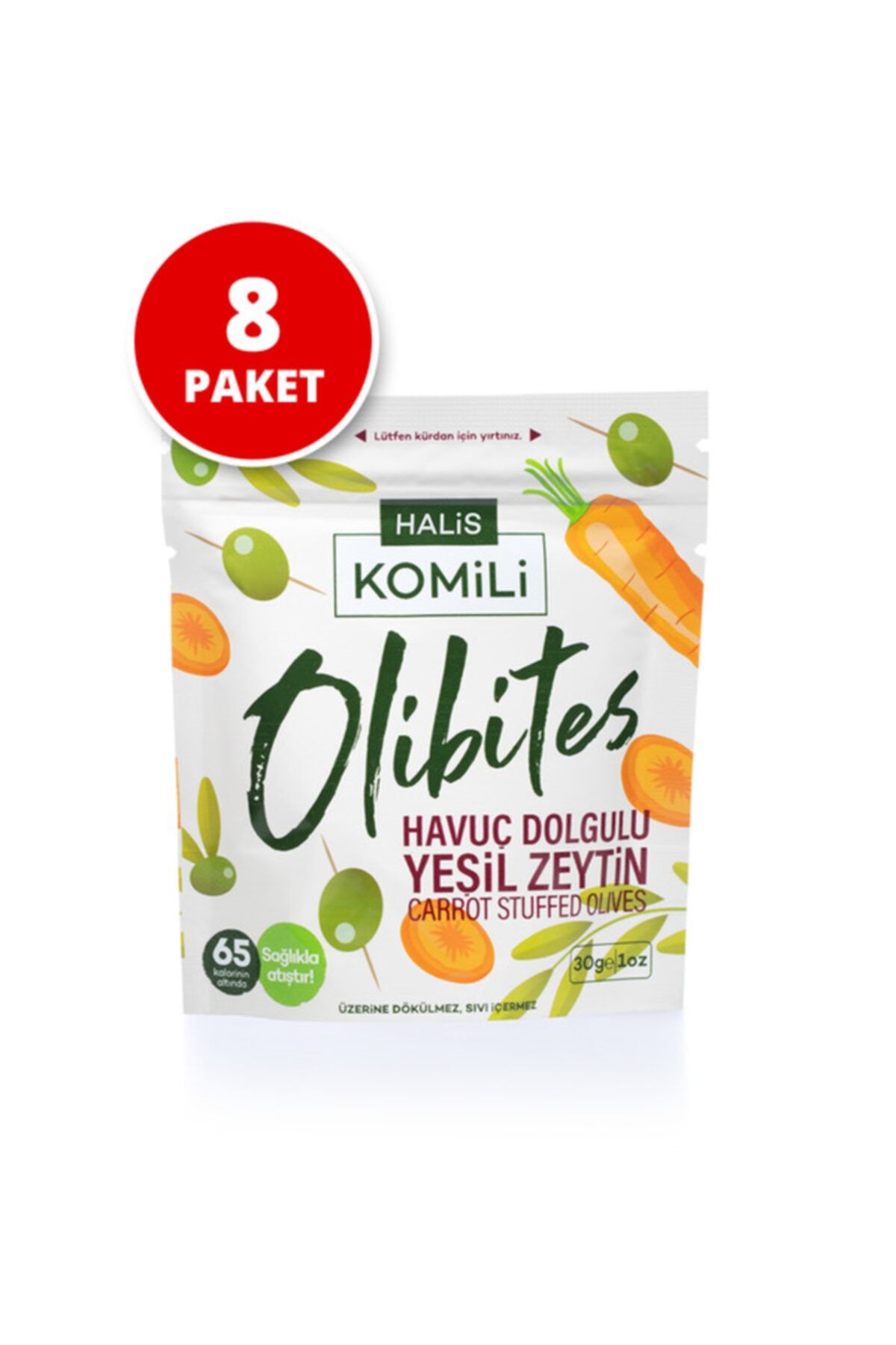 Komili Olibites Havuç Dolgulu Yeşil Zeytin 8x30g