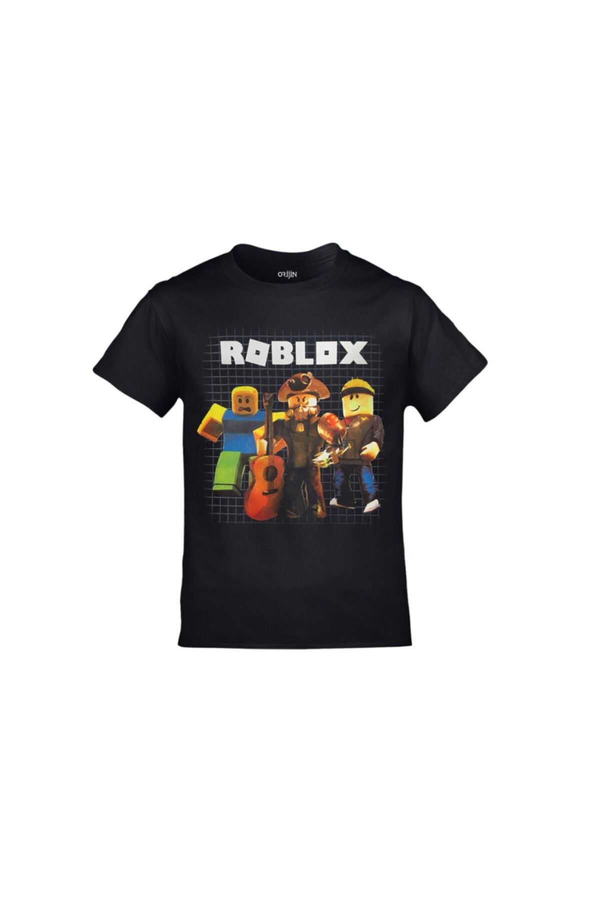Orijin Tekstil Roblox Üç Karakter Baskılı Siyah Çocuk Tshirt