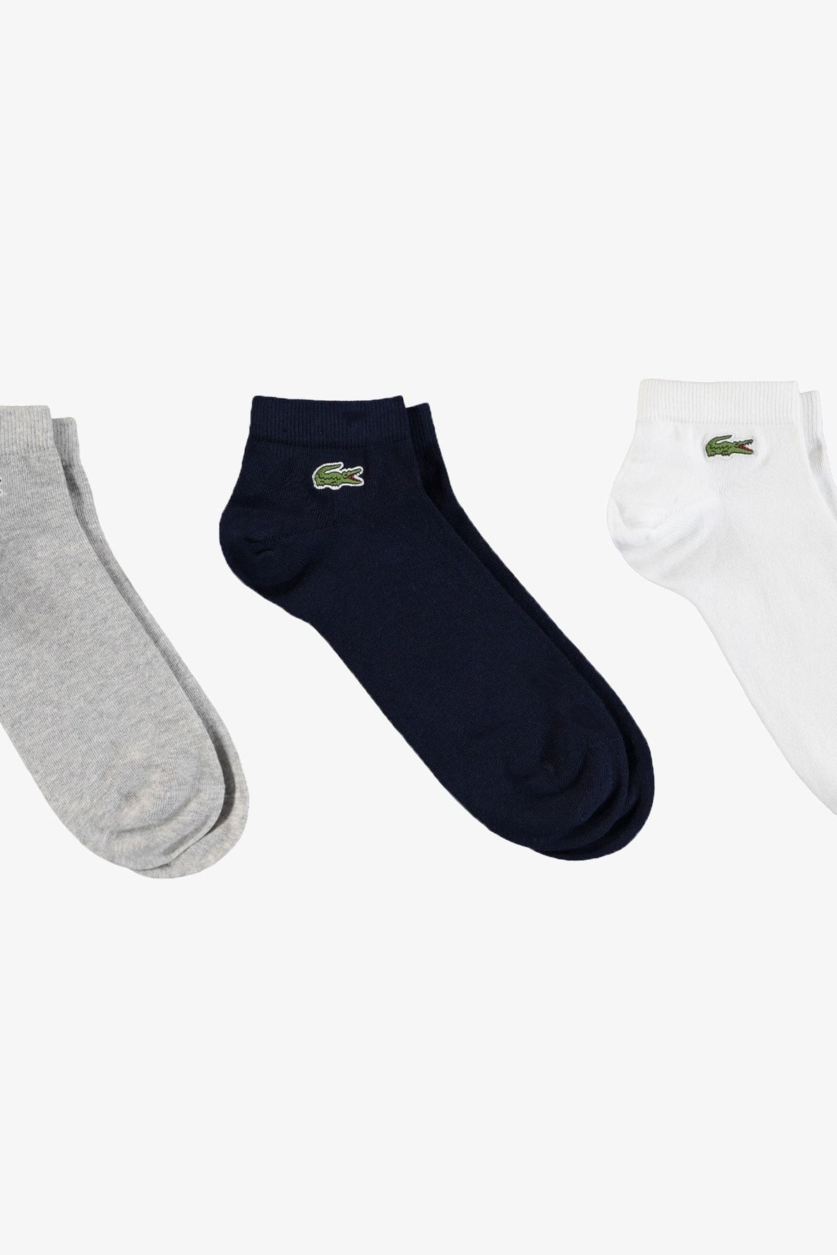 Lacoste Sport Unisex Kısa Beyaz - Lacivert - Gri 3'lü Çorap