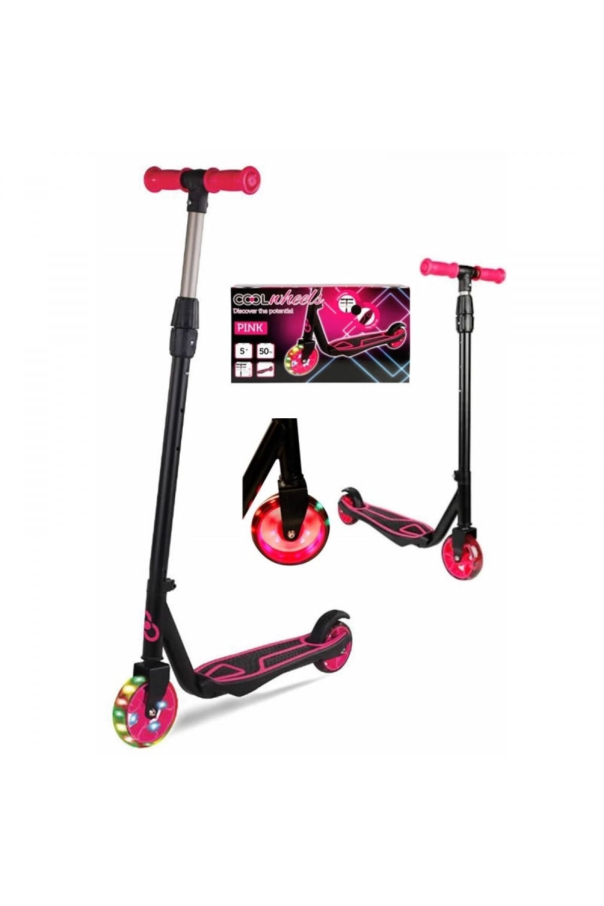 Furkan Toys Frk Cool Wheels Işıklı 2 Tekerlekli Scooter Pink + 5 Yaş