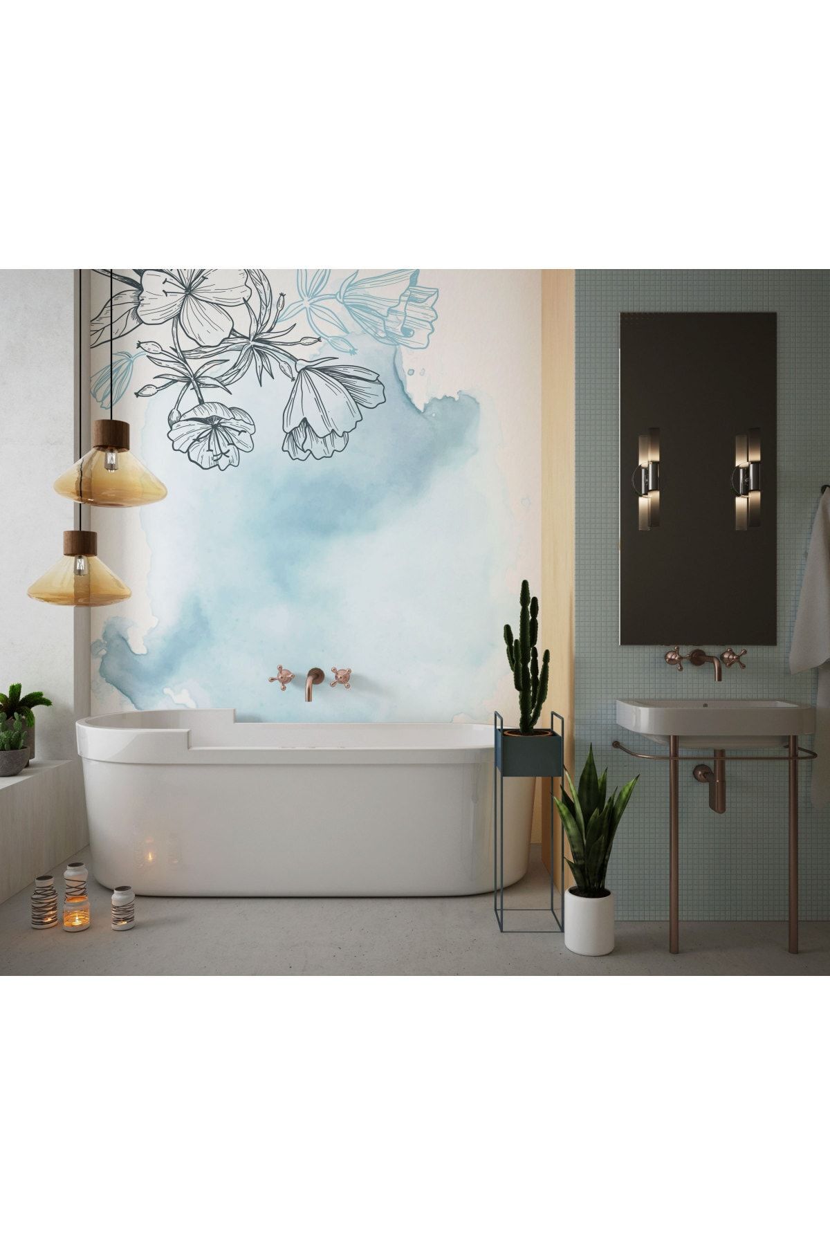 Kolhis 60cmx100cm Premium Suya Dayanıklı Banyo Duvar Zemin Kaplama Yapışkanlı Folyo