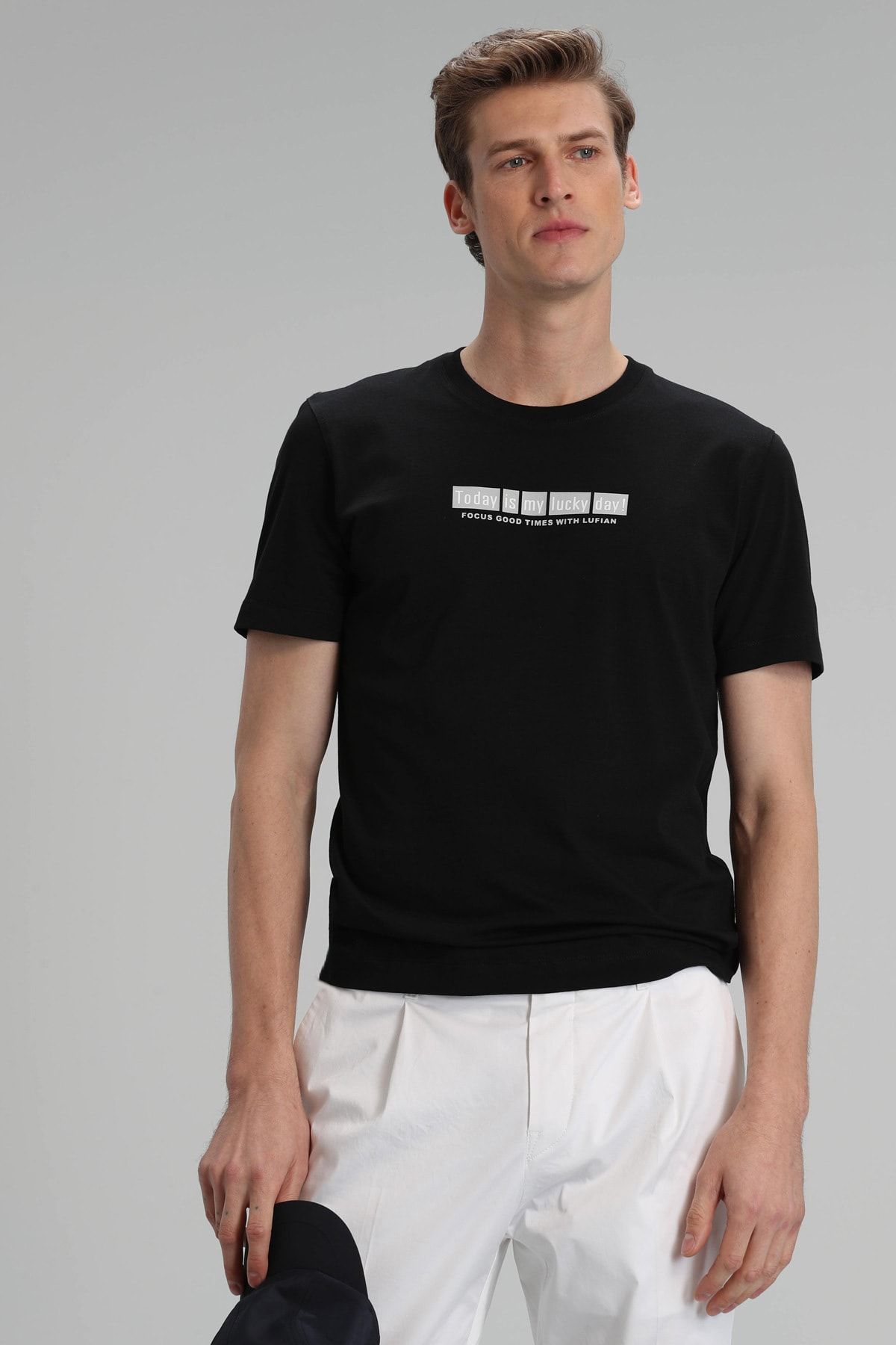 Lufian Timur Modern Grafik T- Shirt Siyah