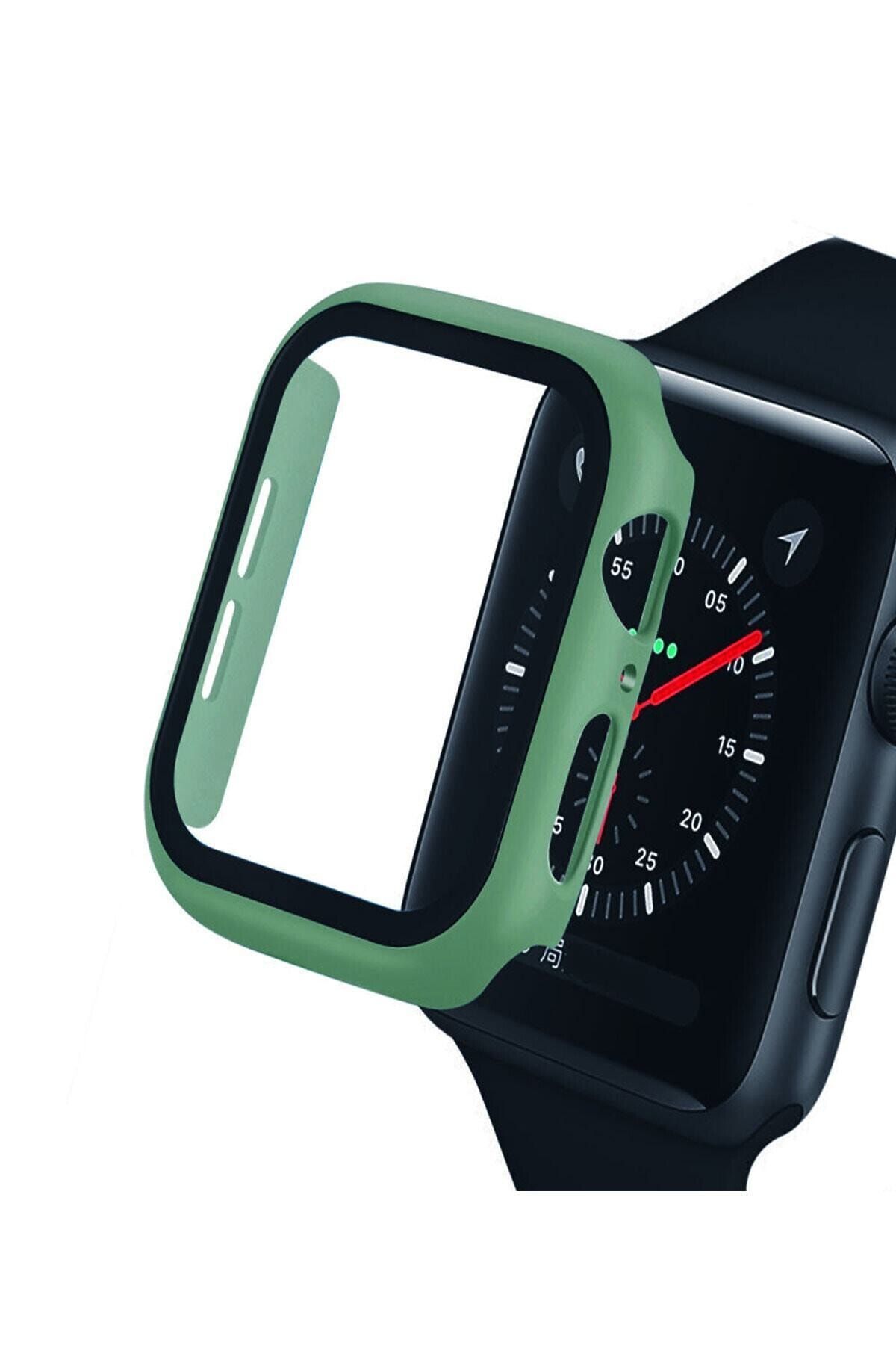 TahTicMer Yeşil Watch 44mm Tpu Çerçeveli Ekran Koruyuculu Ön Çerçeve Uyumlu Kılıf