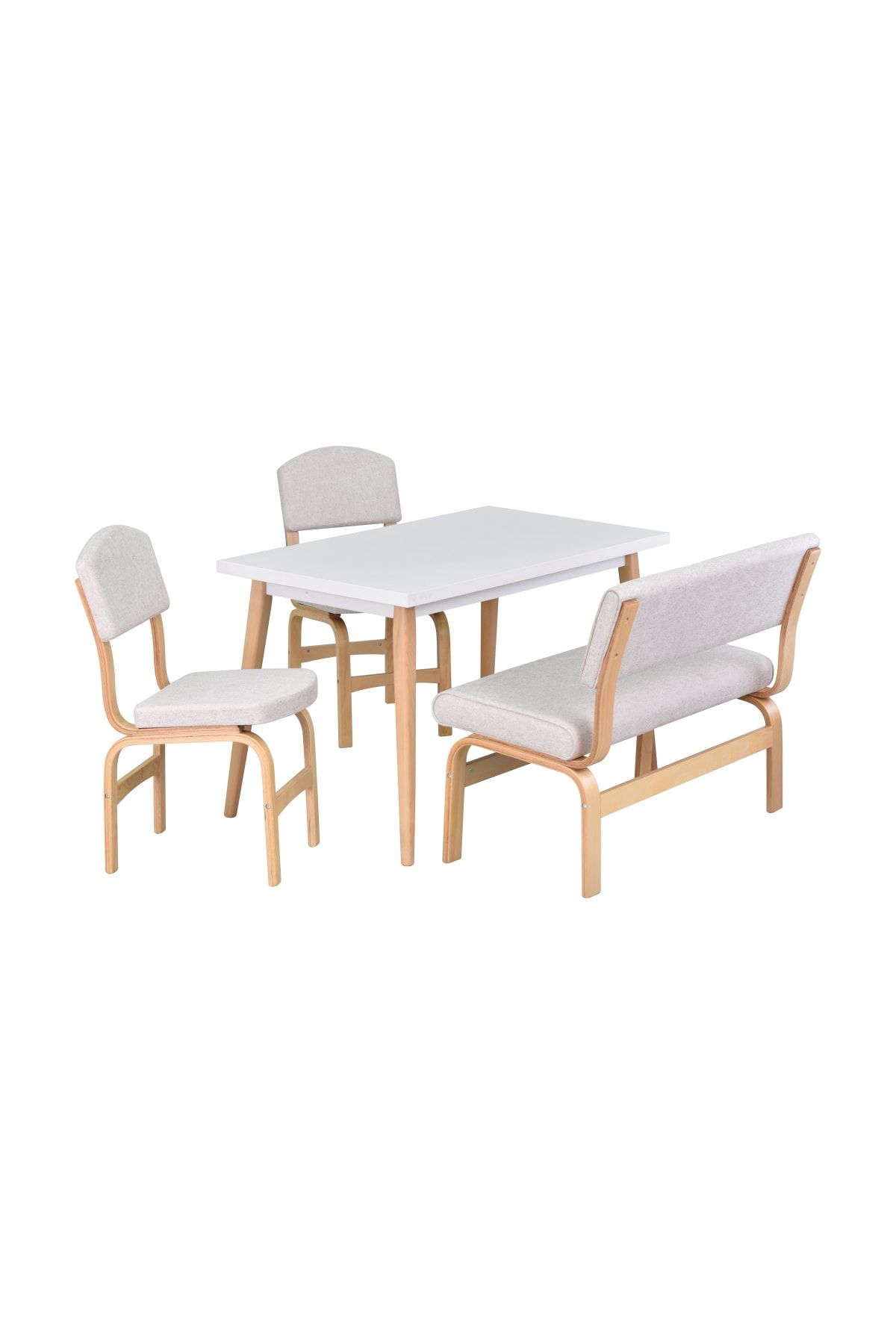 VİLİNZE Ege Sandalye Ve Bank Avanos Ahşap Mdf Mutfak Masası Takımı - 70x120 Cm